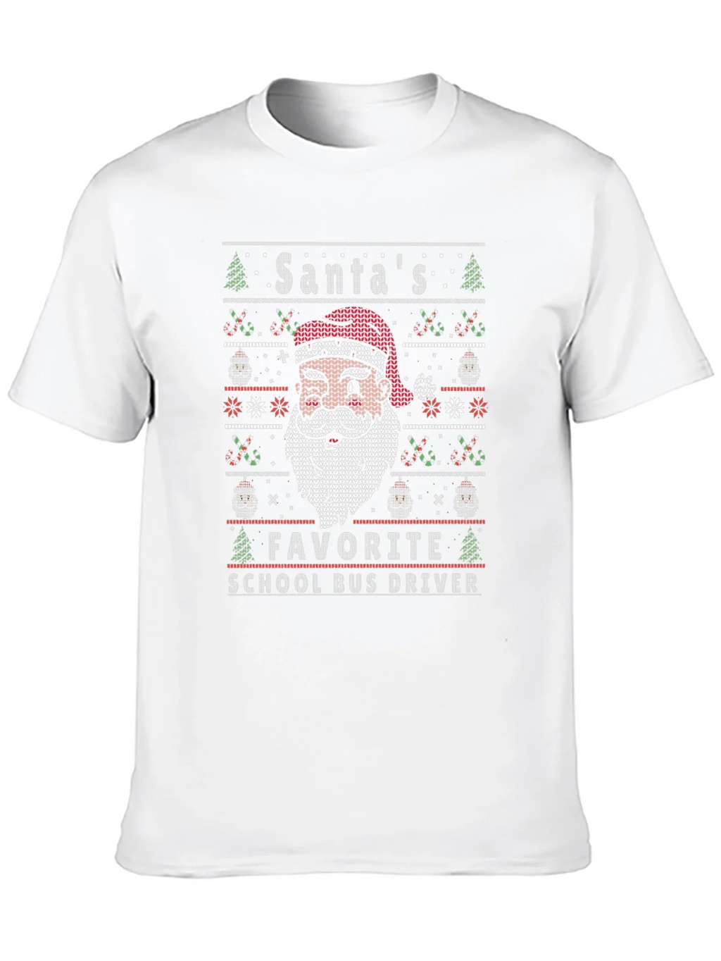 Santas Favorite School Bus Driver Ugly Christmas T-Shirt product image 8