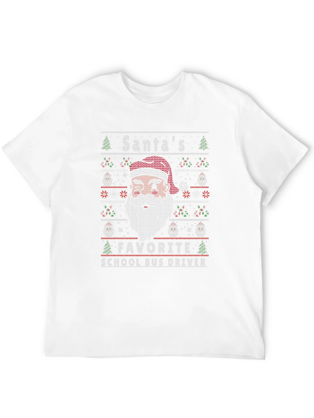 Santas Favorite School Bus Driver Ugly Christmas T-Shirt product image 10