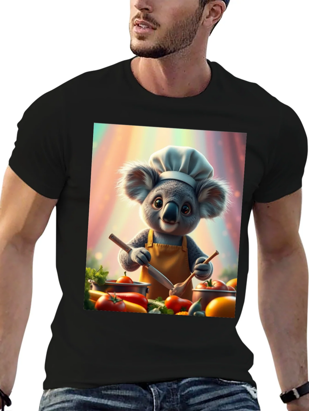 Chef Koala Graphic Tee - Black Cotton Blend product image 6