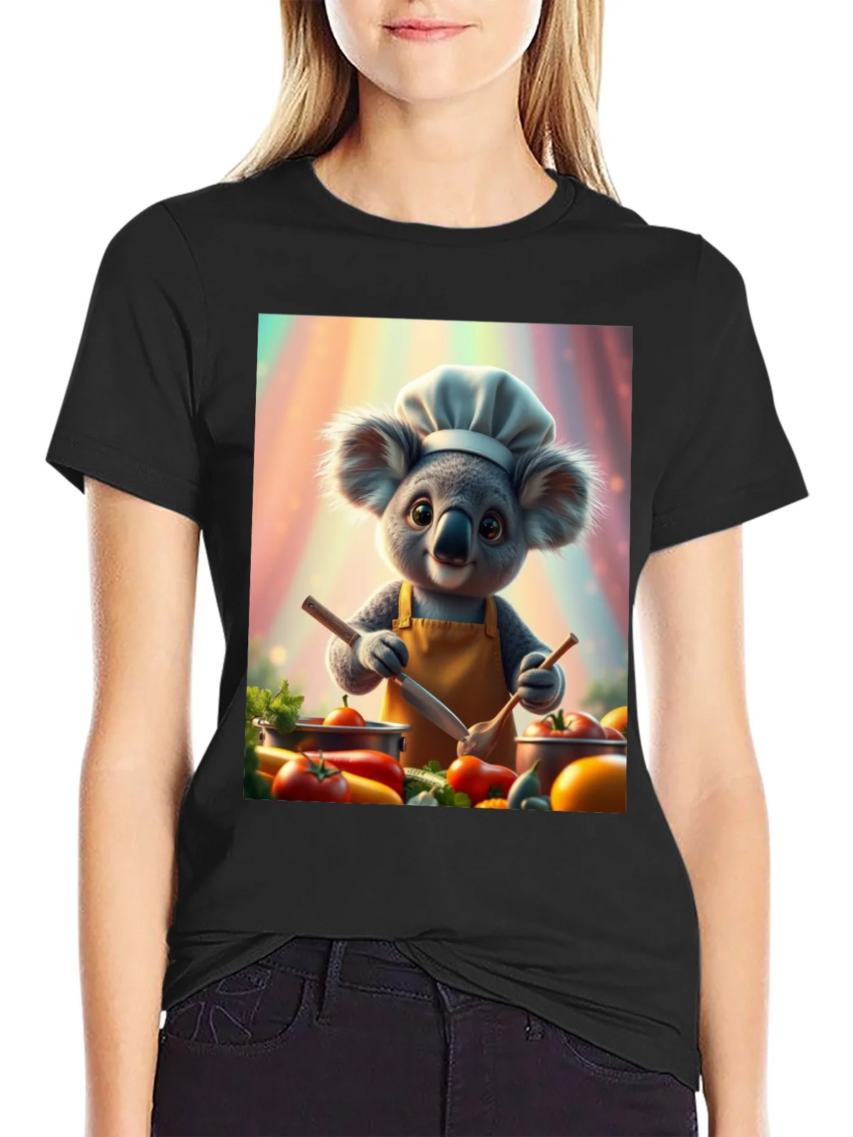 Chef Koala Graphic Tee - Black Cotton Blend product image 2