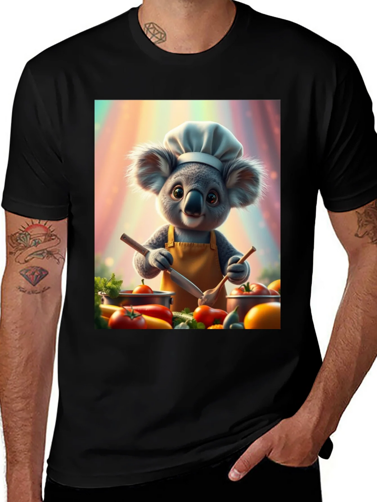 Chef Koala Graphic Tee - Black Cotton Blend product image 1