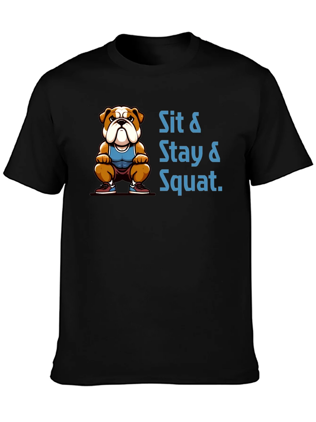 Sit Stay Squat Bulldog Black T-Shirt product image 2