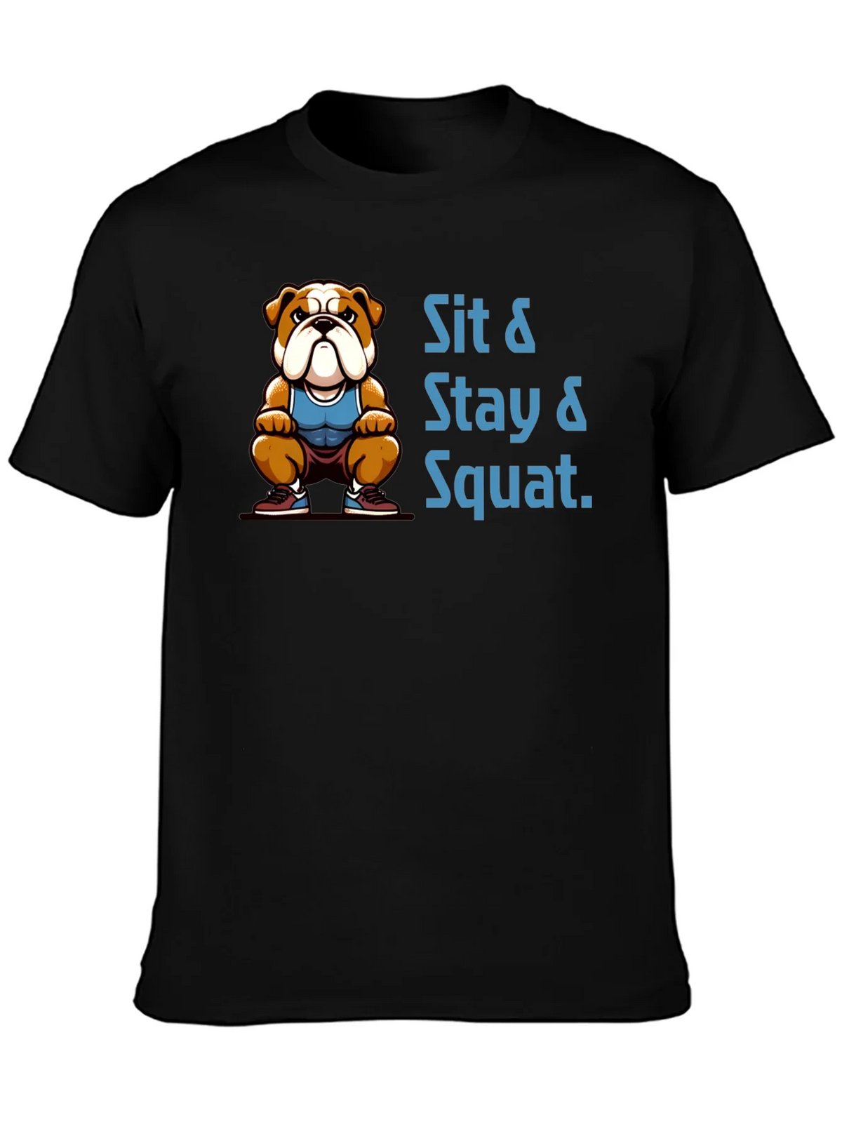 Sit Stay Squat Bulldog Black T-Shirt product image 2