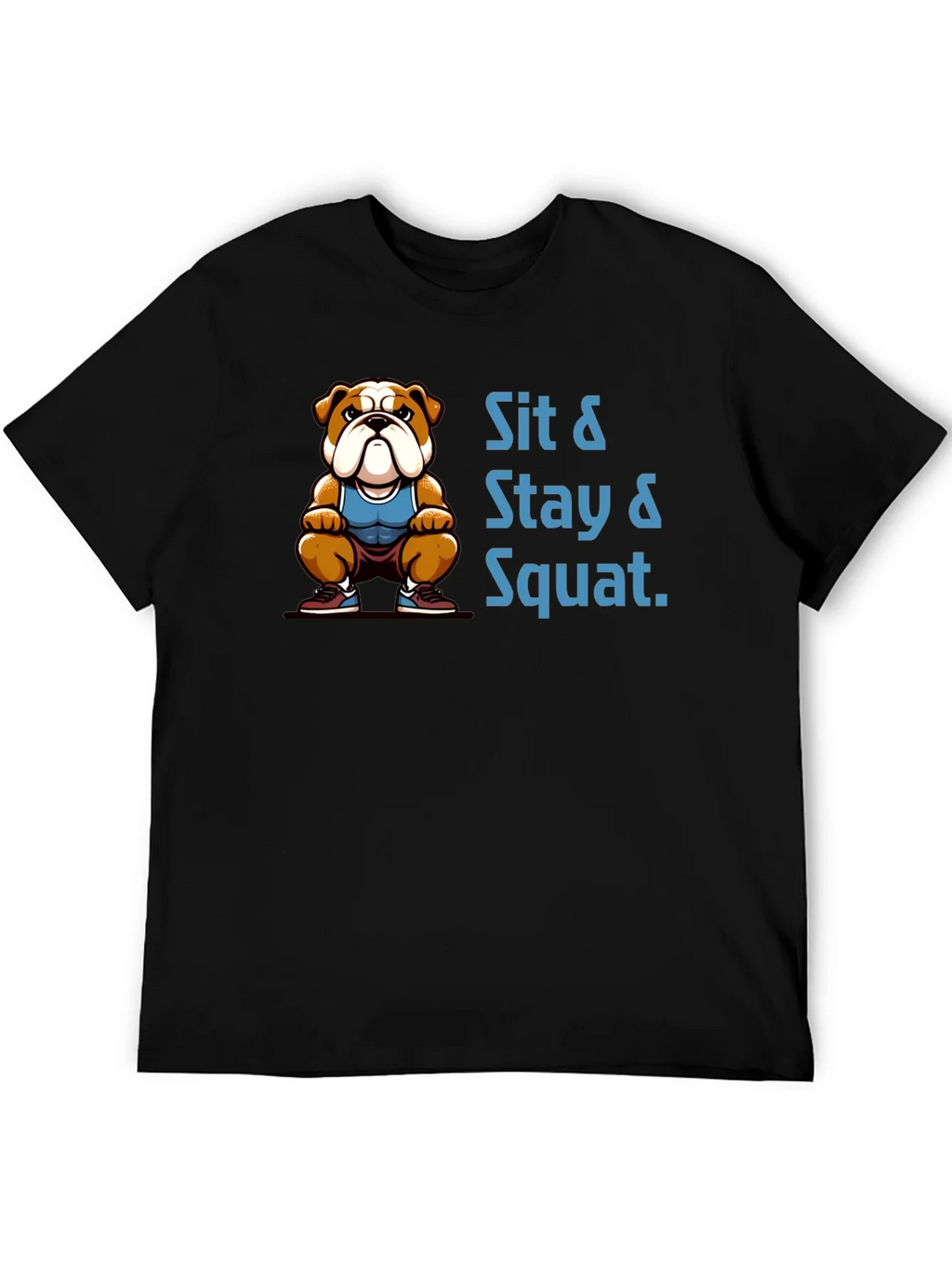 Sit Stay Squat Bulldog Black T-Shirt product image 4
