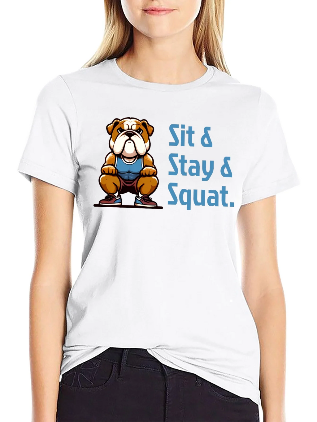 Sit Stay Squat Bulldog Black T-Shirt product image 7