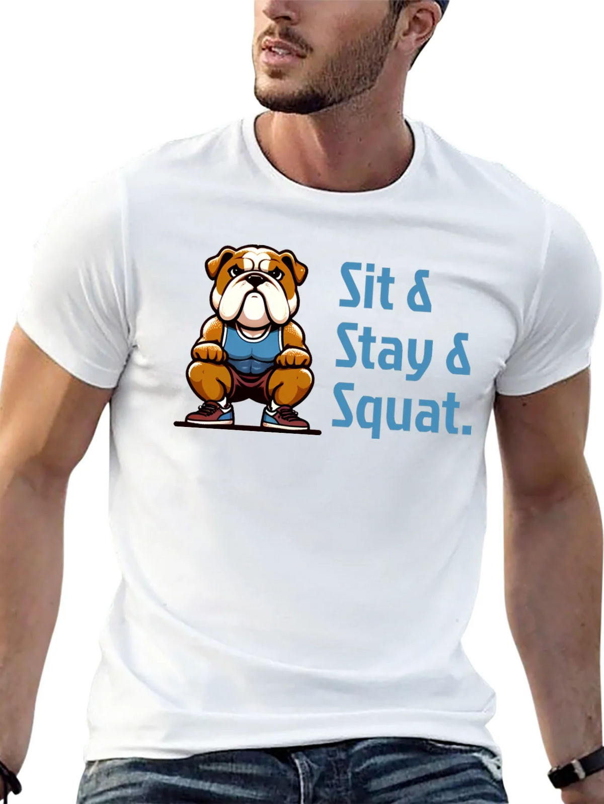Sit Stay Squat Bulldog Black T-Shirt product image 11