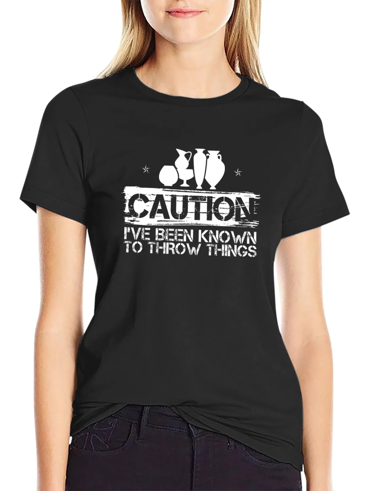 Caution Throw Things T-Shirt Pottery Hobby product image 2