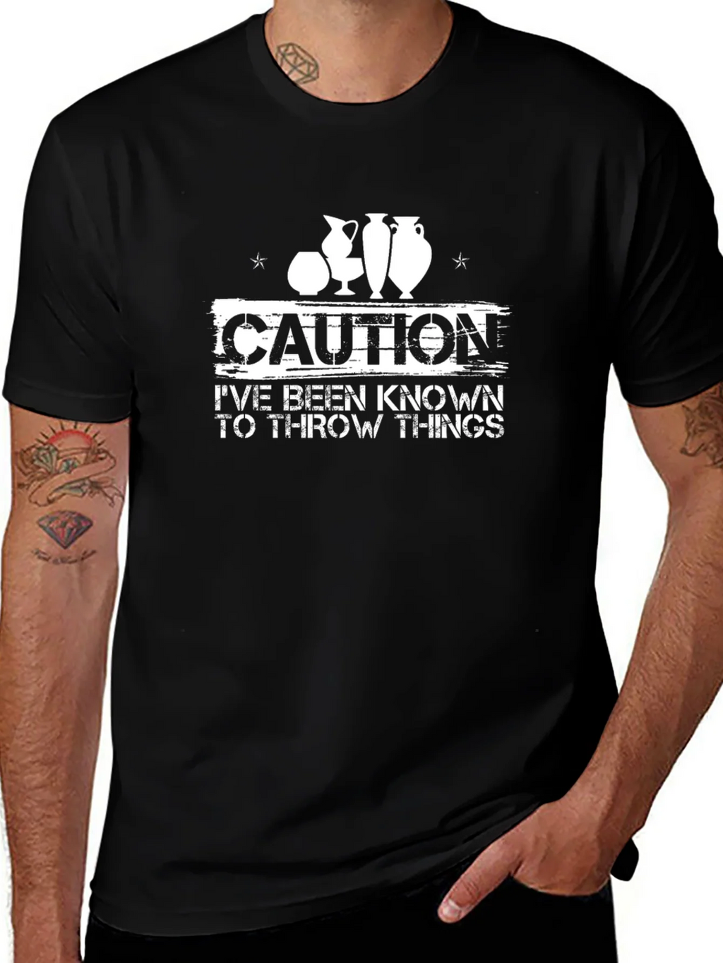 Caution Throw Things T-Shirt Pottery Hobby product image 1