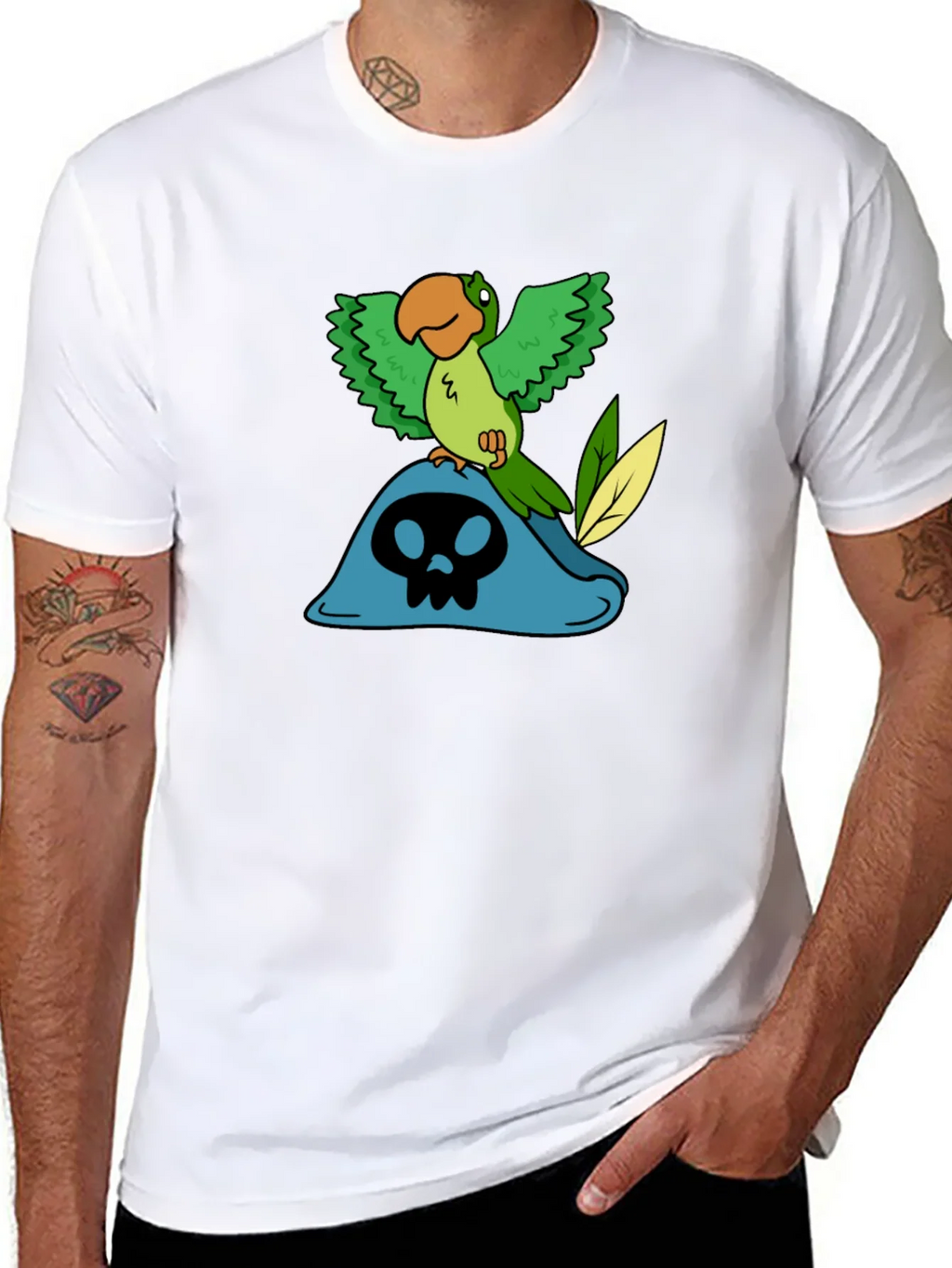 Pirate Parrot T-Shirt - Black Cotton Tee product image 5