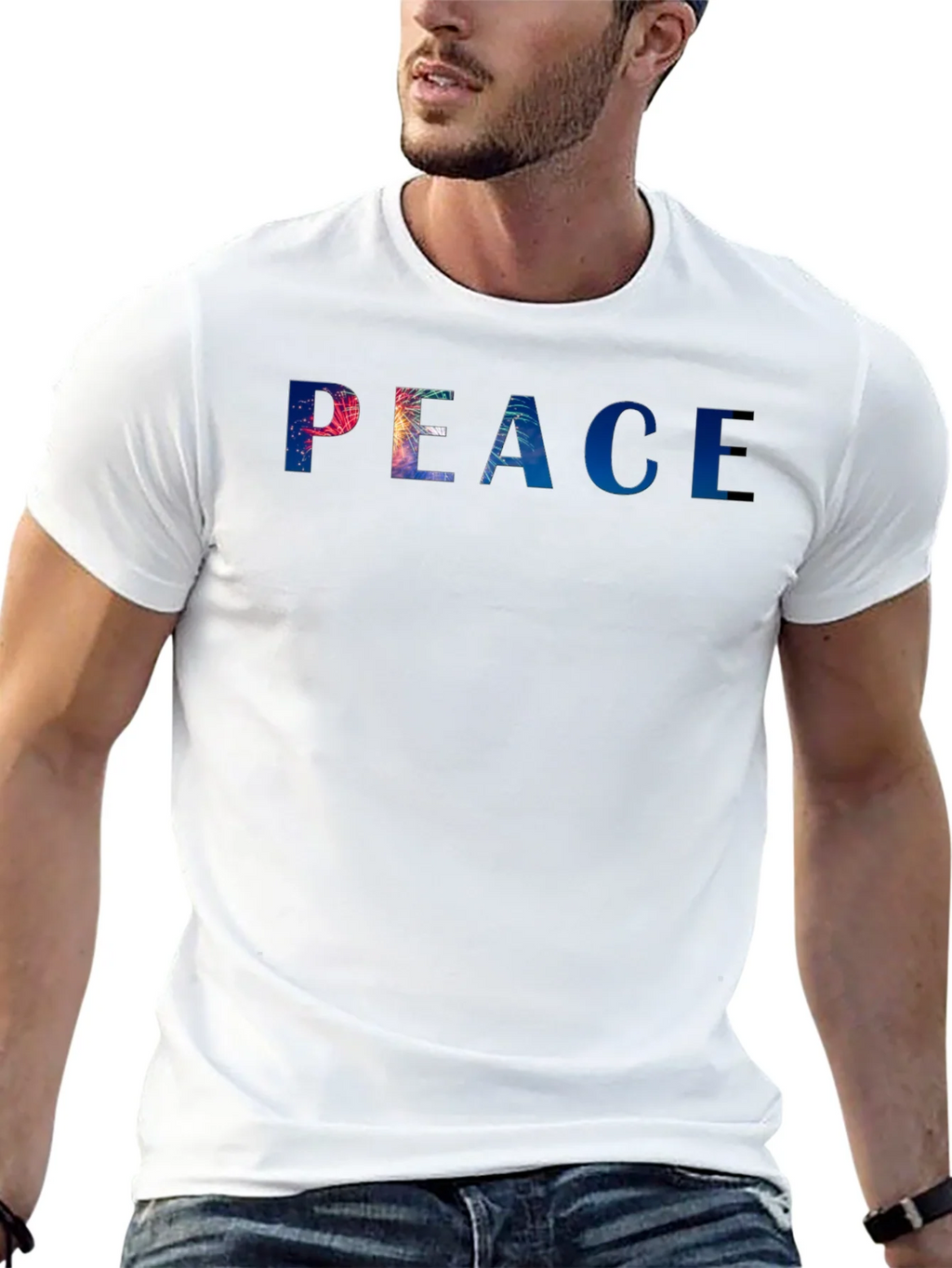 Peace Graphic Tee - Stylish Black Cotton Blend T-Shirt product image 12