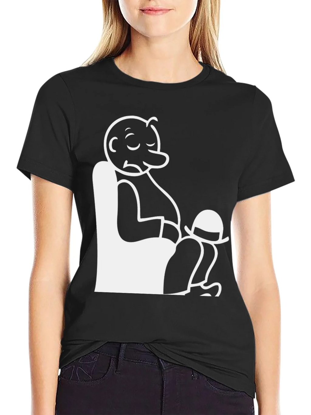 Comfy Cartoon Character Graphic Tee - Black product image 1