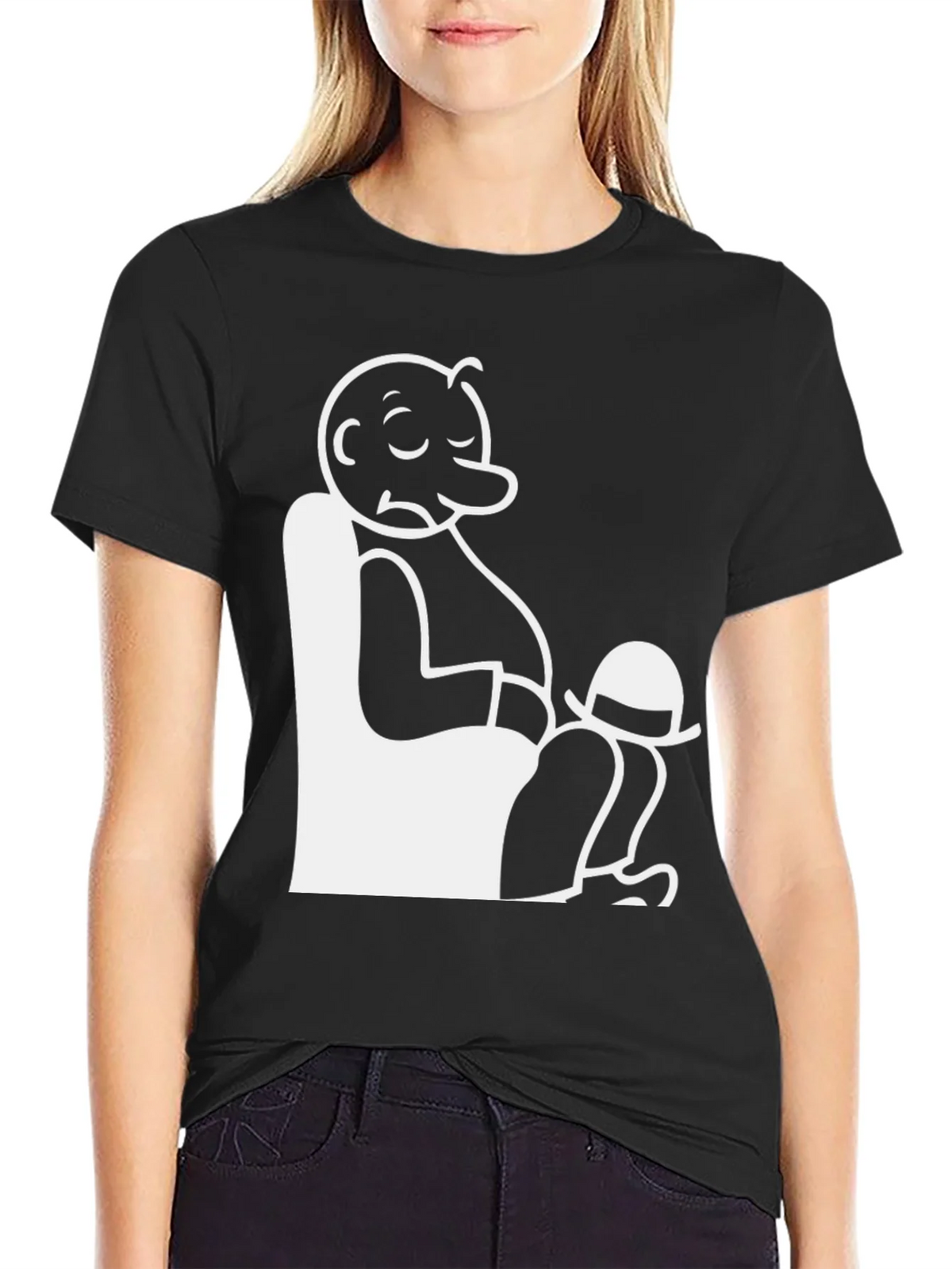 Comfy Cartoon Character Graphic Tee - Black product image 1