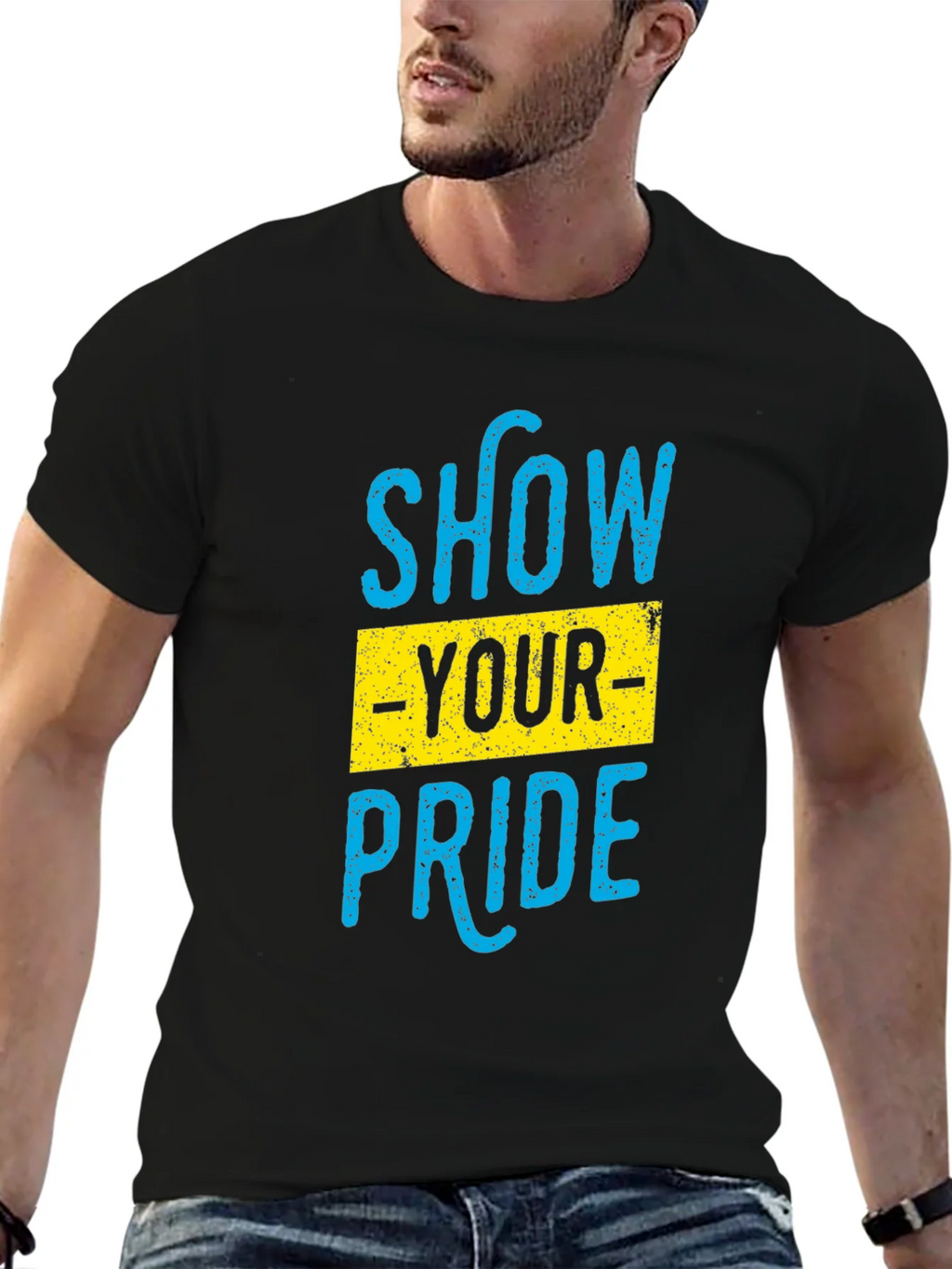 Show Your Pride Graphic T-Shirt - Black Cotton Blend product image 6