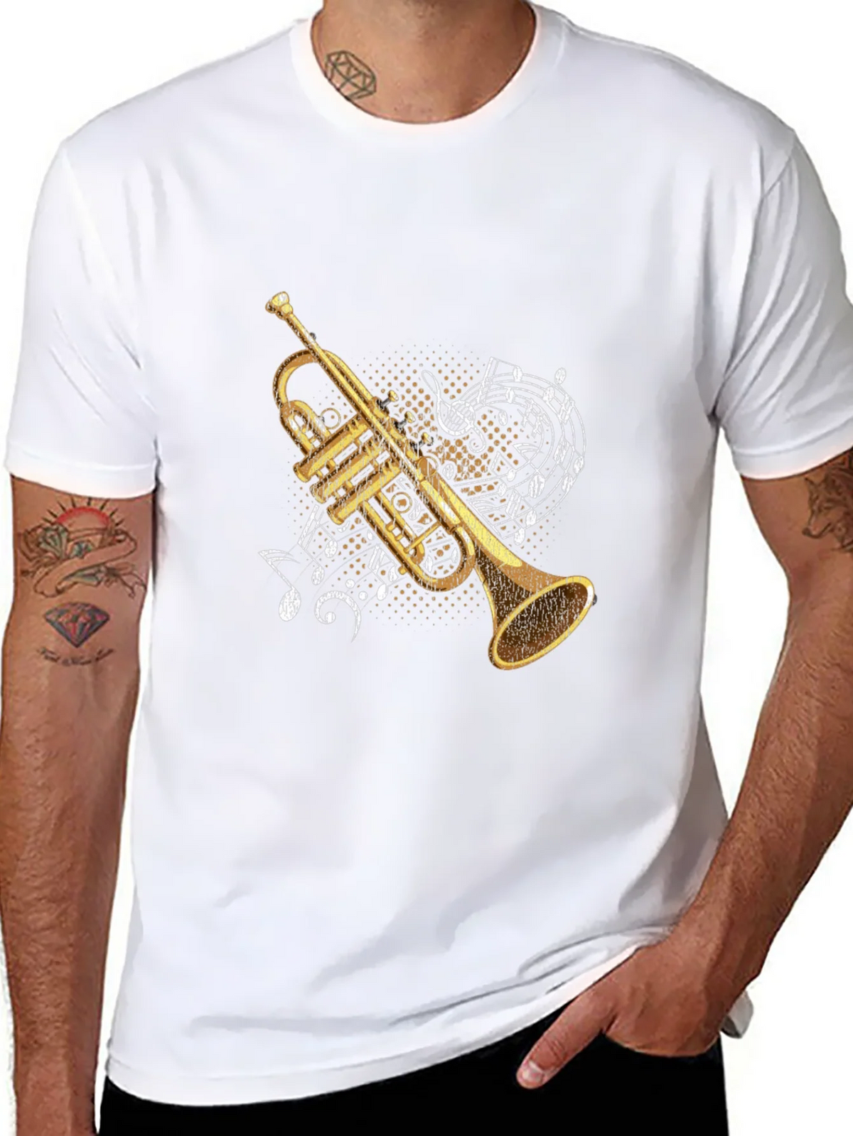 Trumpet & Music Notes Graphic Tee product image 6