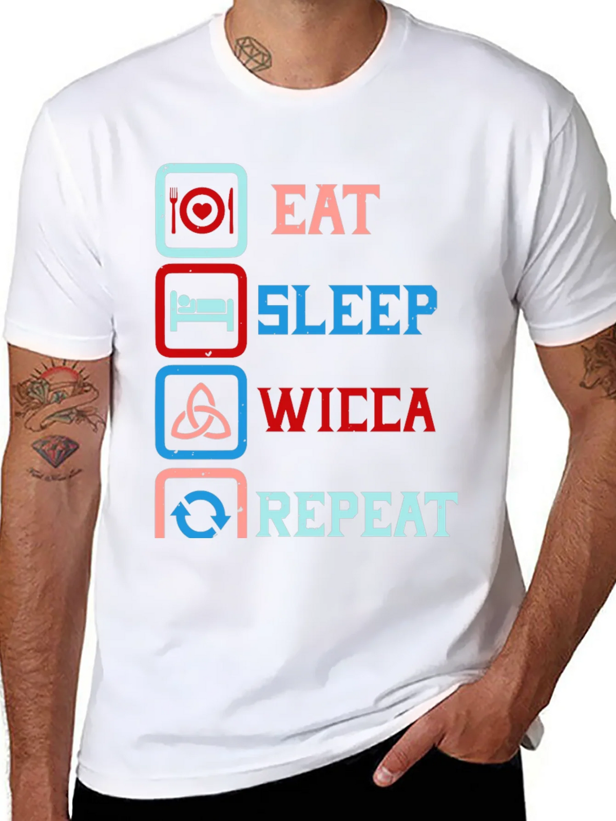 Eat Sleep Wicca Repeat Graphic Tee product image 7