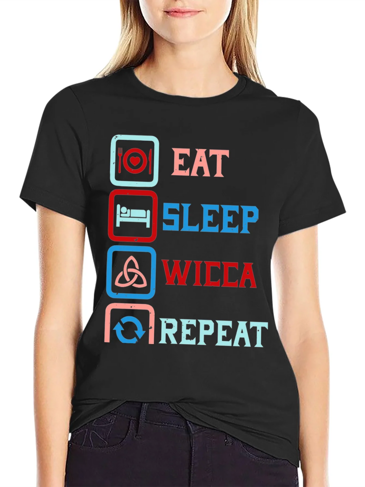 Eat Sleep Wicca Repeat Graphic Tee product image 2