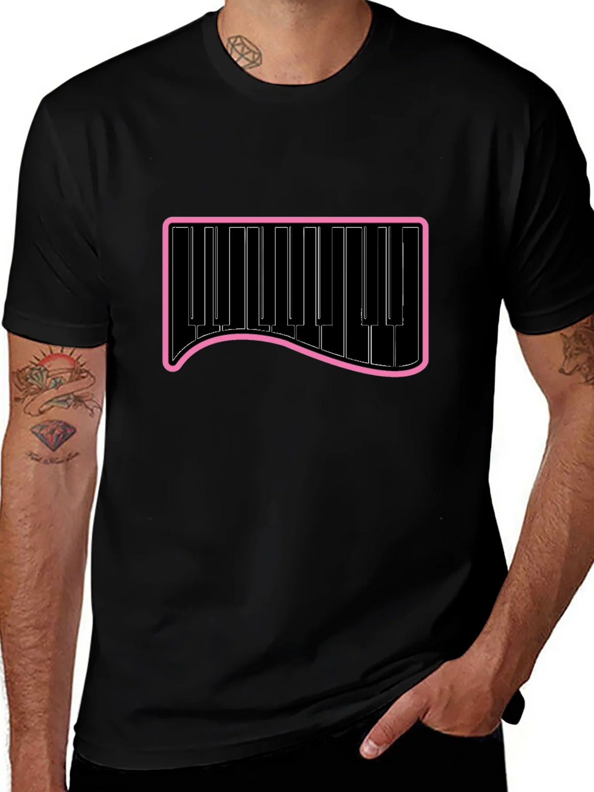 Piano Keys Graphic Tee - Black Cotton T-Shirt product image 1