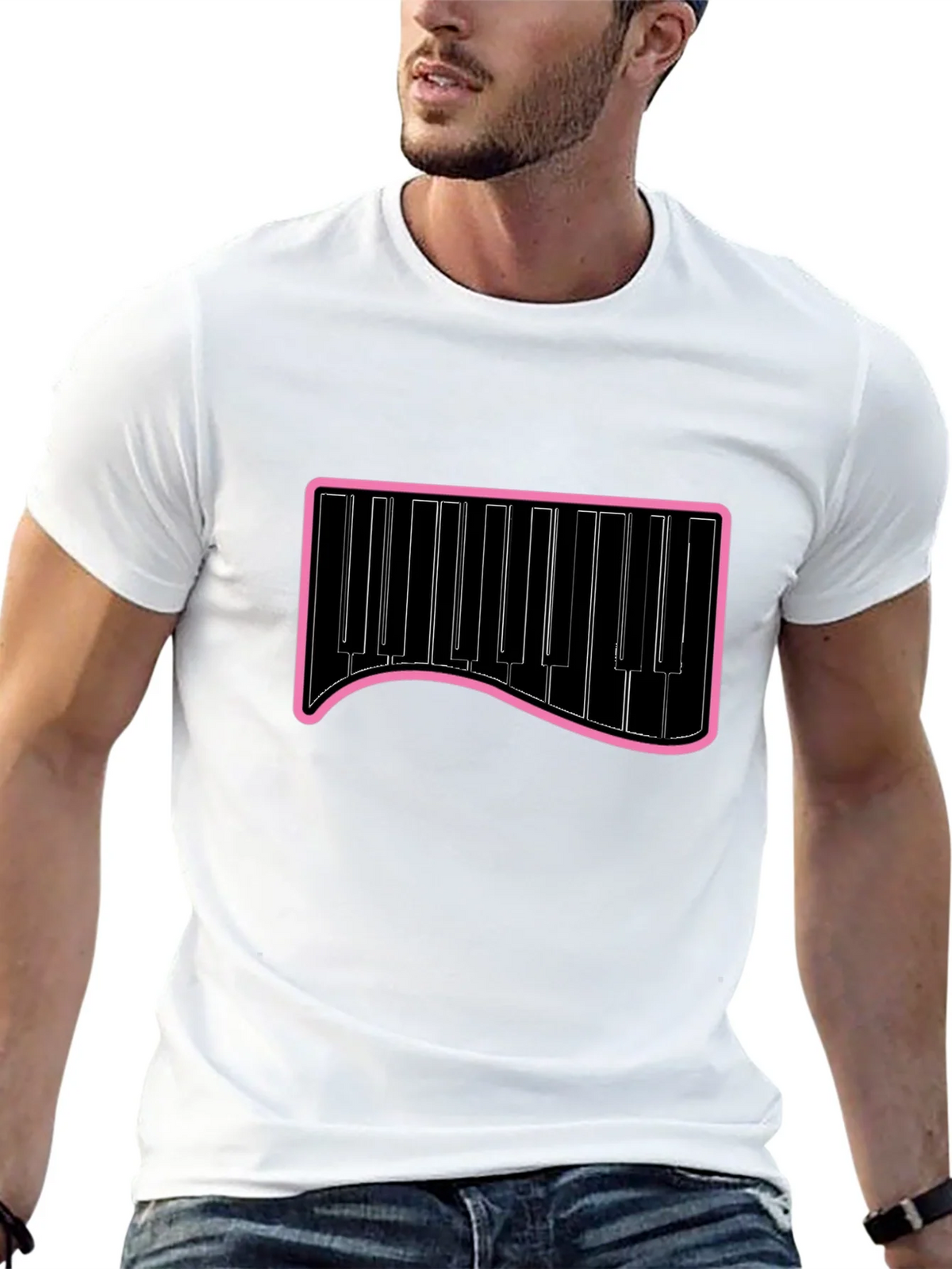 Piano Keys Graphic Tee - Black Cotton T-Shirt product image 9