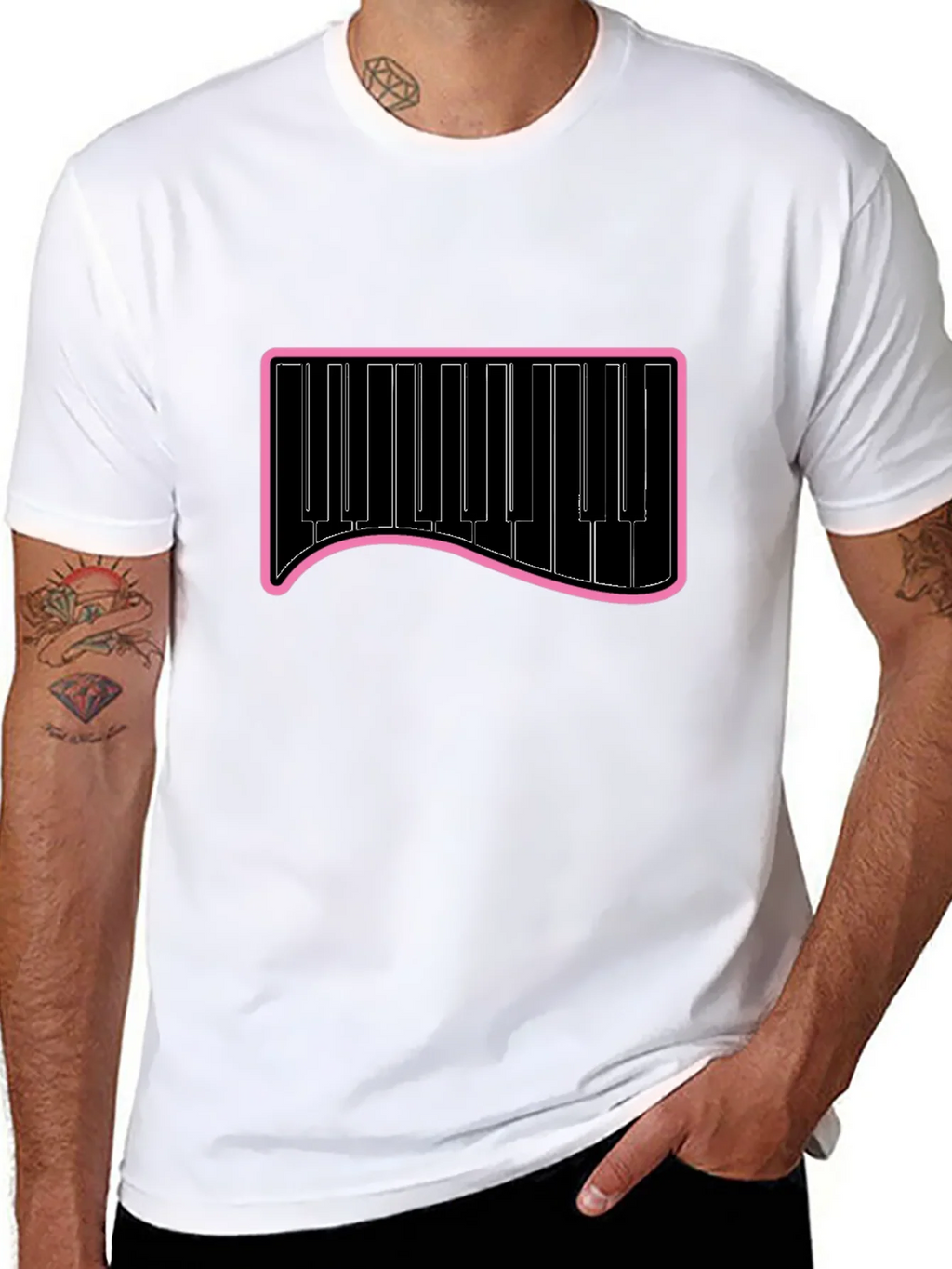 Piano Keys Graphic Tee - Black Cotton T-Shirt product image 5