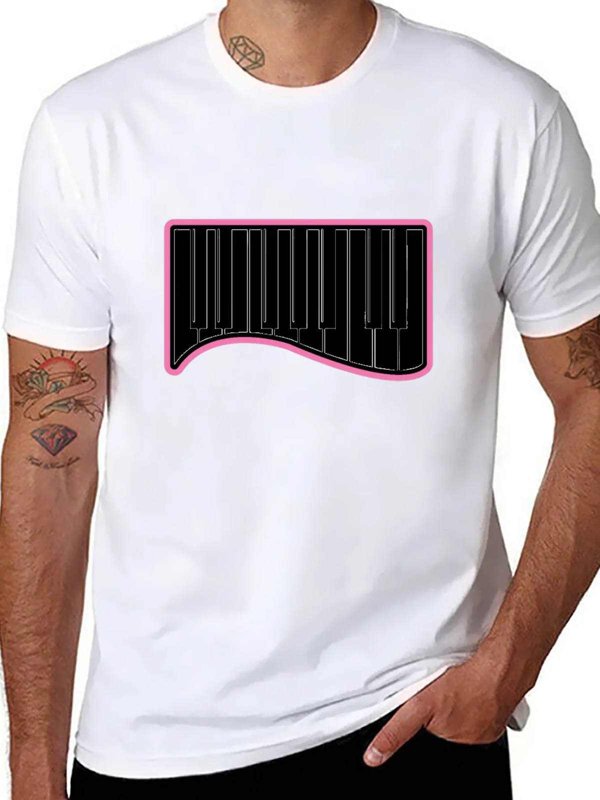 Piano Keys Graphic Tee - Black Cotton T-Shirt product image 5