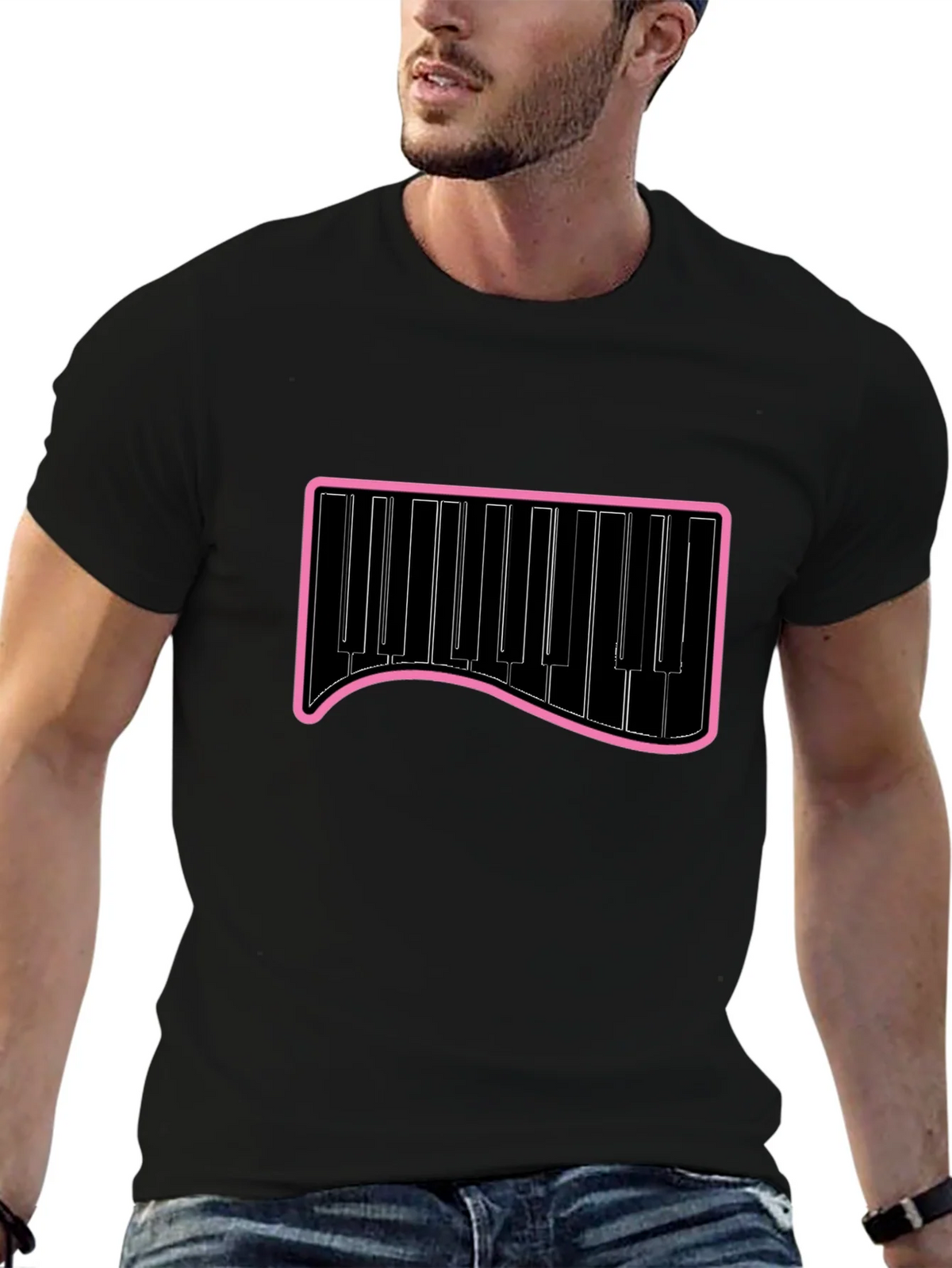 Piano Keys Graphic Tee - Black Cotton T-Shirt product image 4