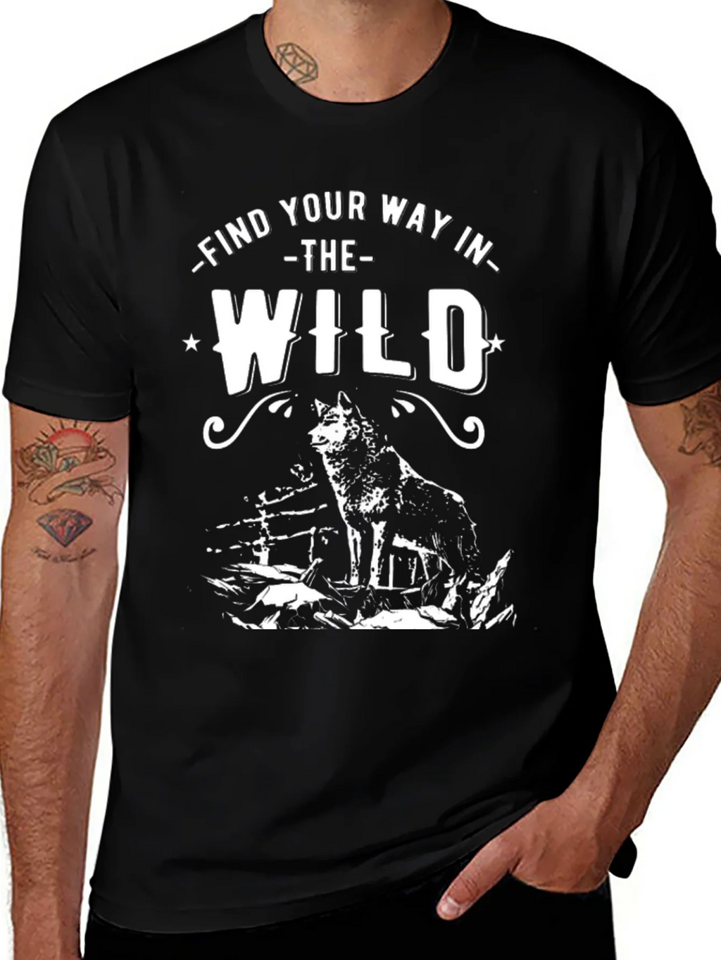 Find Your Way in the Wild Wolf Graphic Tee - Black product image 1