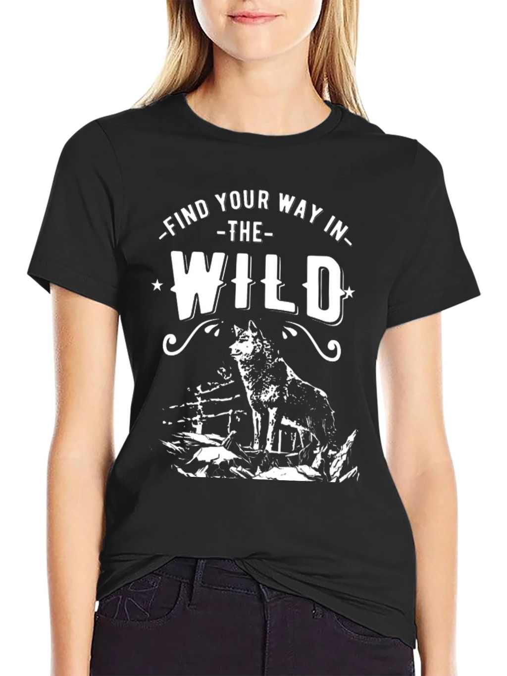 Find Your Way in the Wild Wolf Graphic Tee - Black product image 2