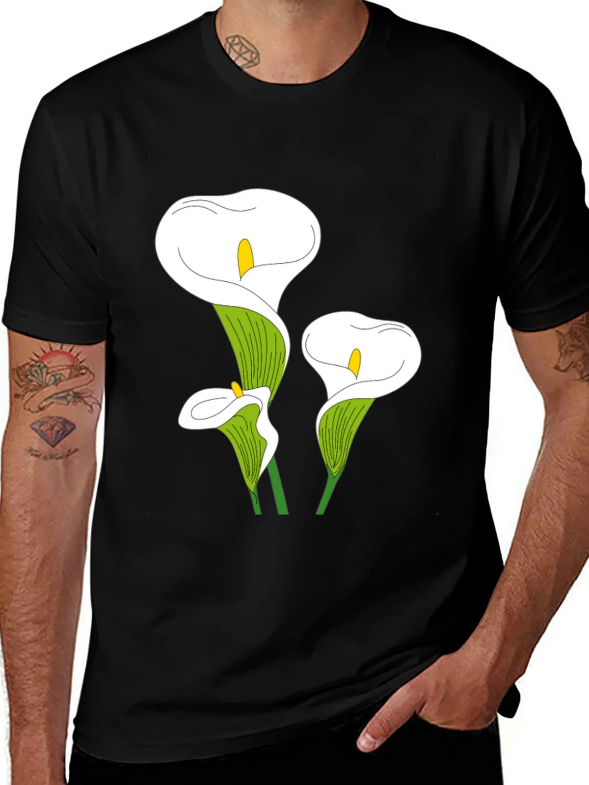 Calla Lily Graphic Tee - Black Casual T-Shirt product image 1