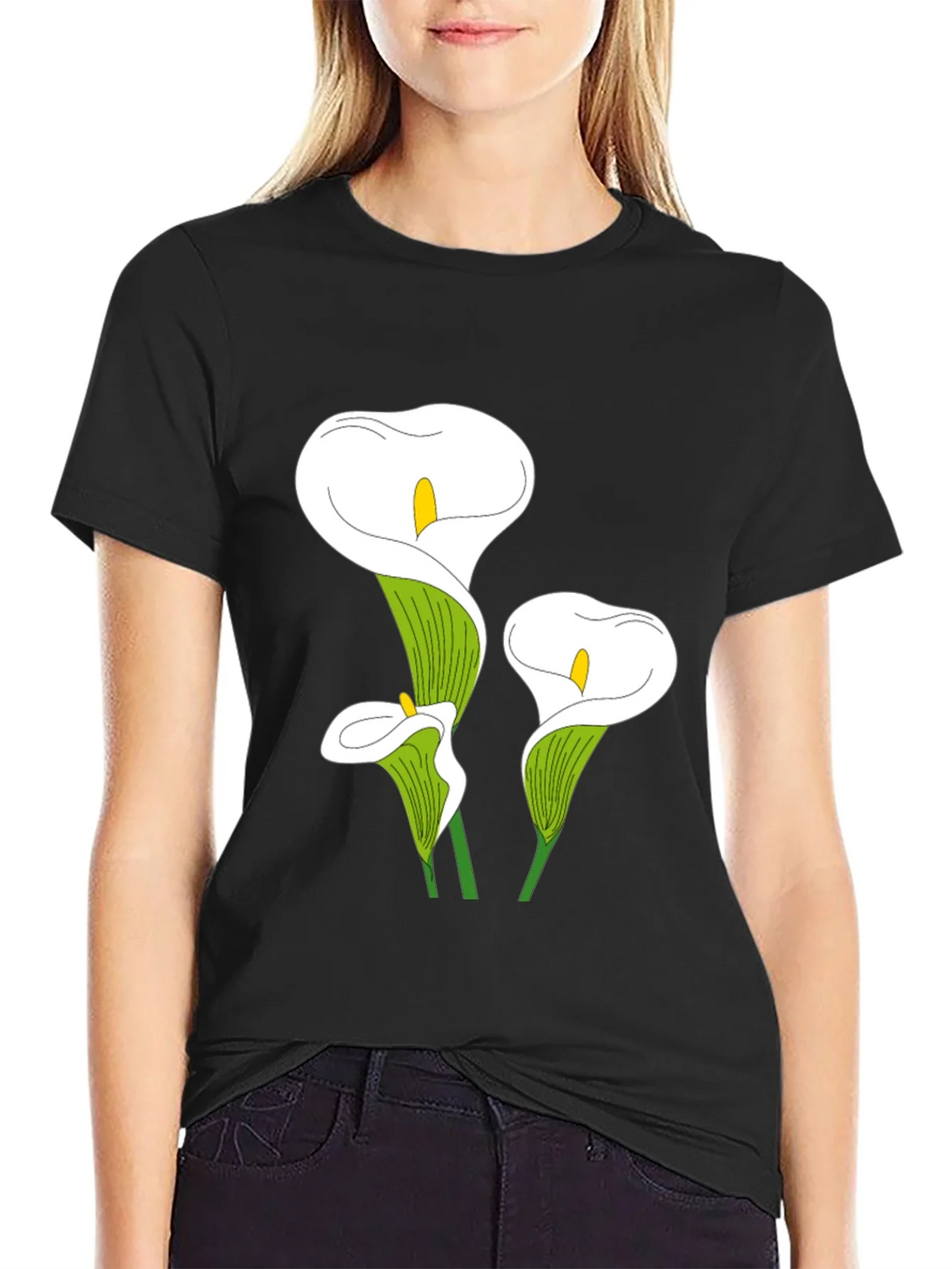 Calla Lily Graphic Tee - Black Casual T-Shirt product image 2