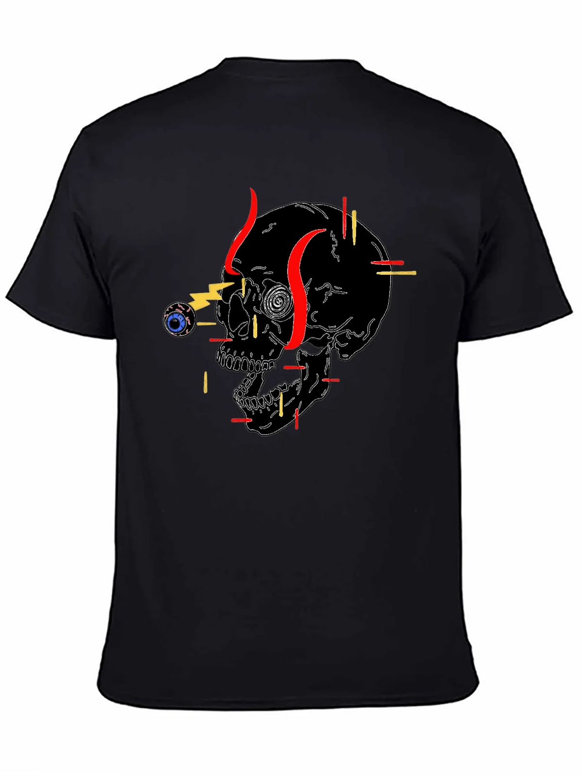 Edgy Skull Graphic Tee - Black Cotton T-Shirt product image 4