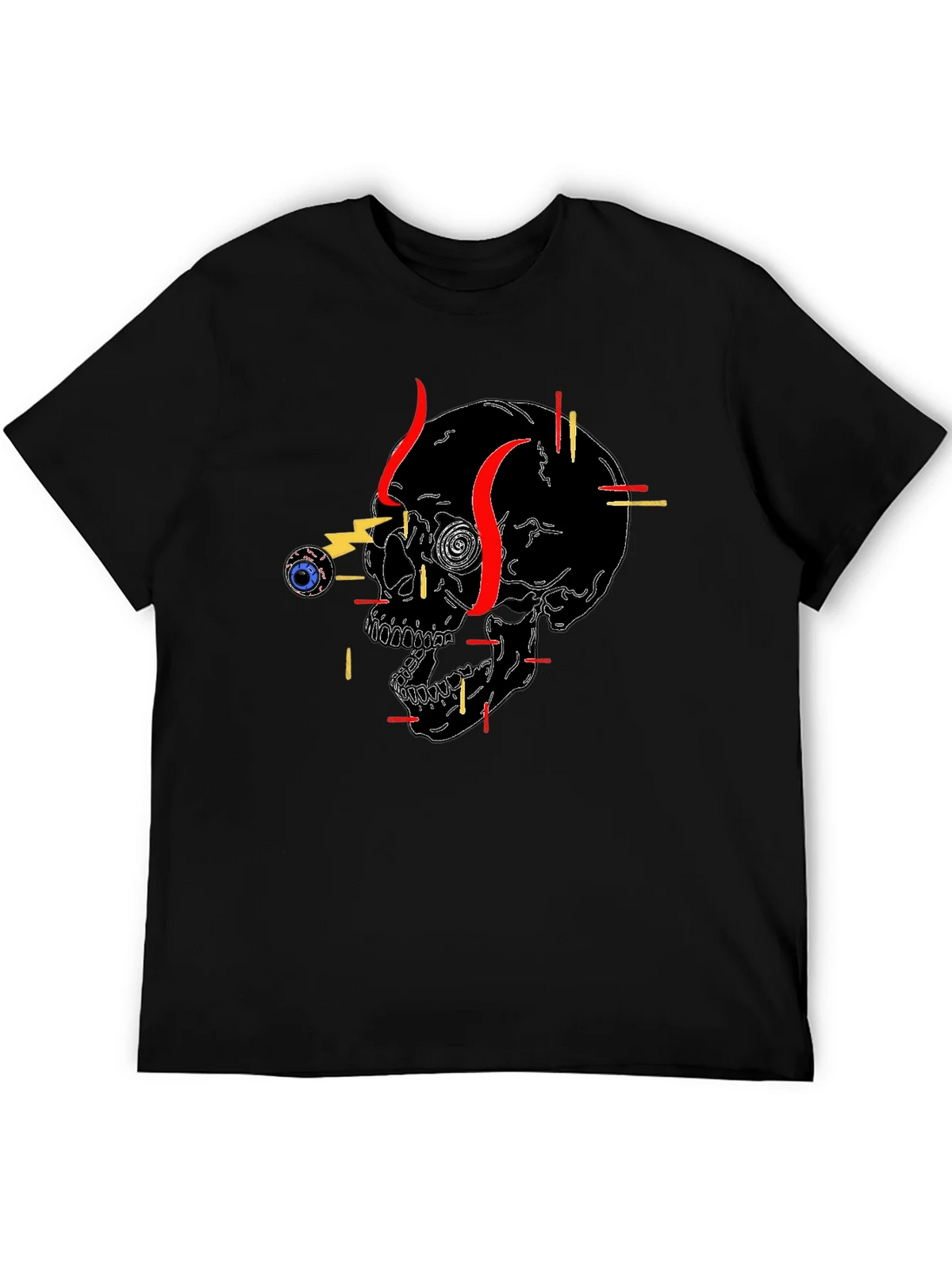 Edgy Skull Graphic Tee - Black Cotton T-Shirt product image 5