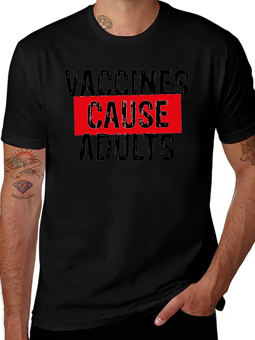 Vaccines Cause Adults Funny Graphic T-Shirt product image 1