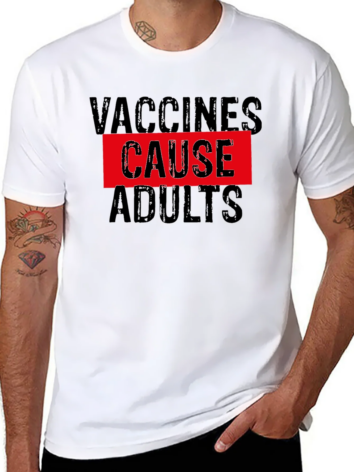 Vaccines Cause Adults Funny Graphic T-Shirt product image 7