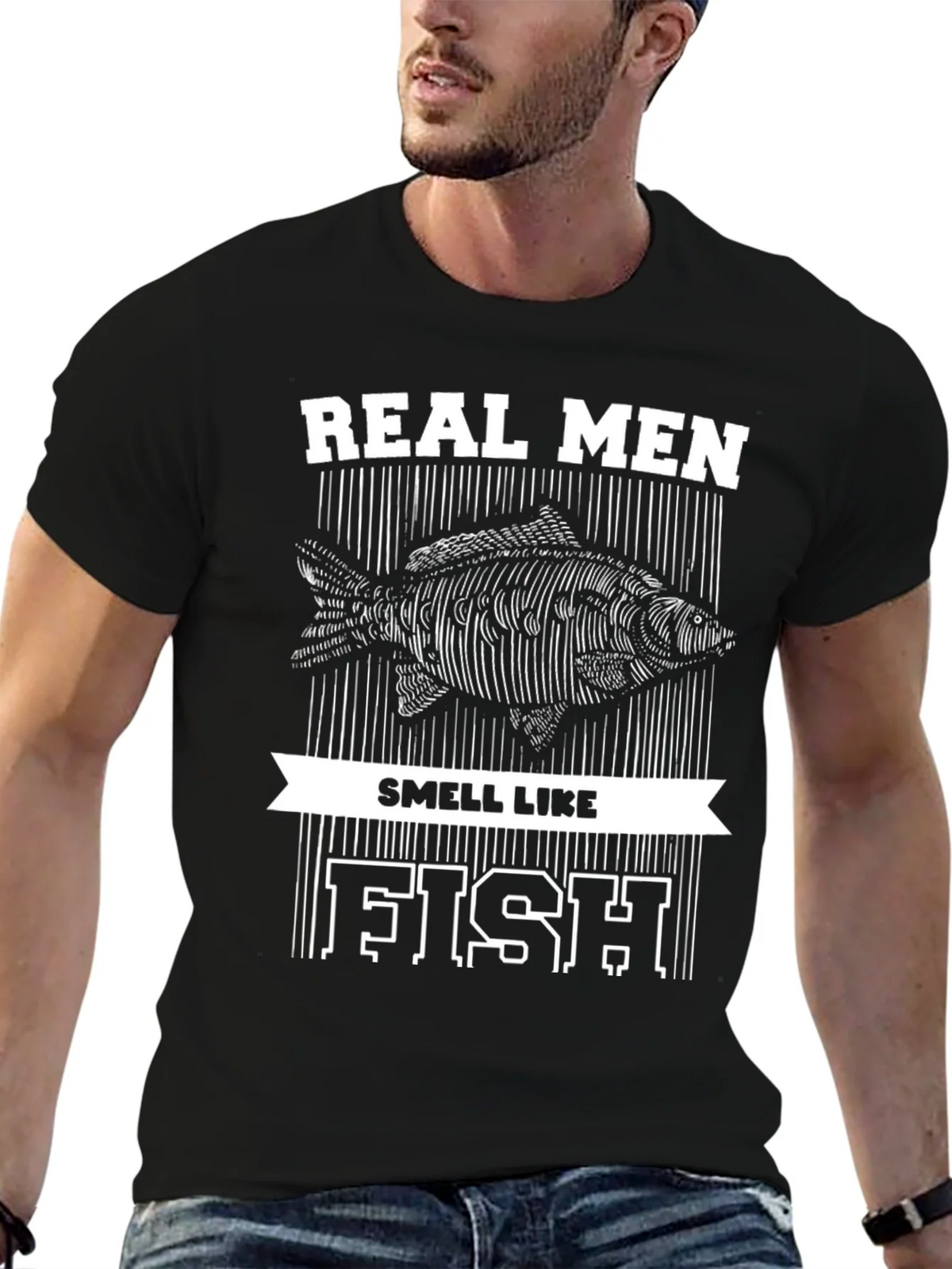 Real Men Smell Like Fish Graphic Tee product image 6