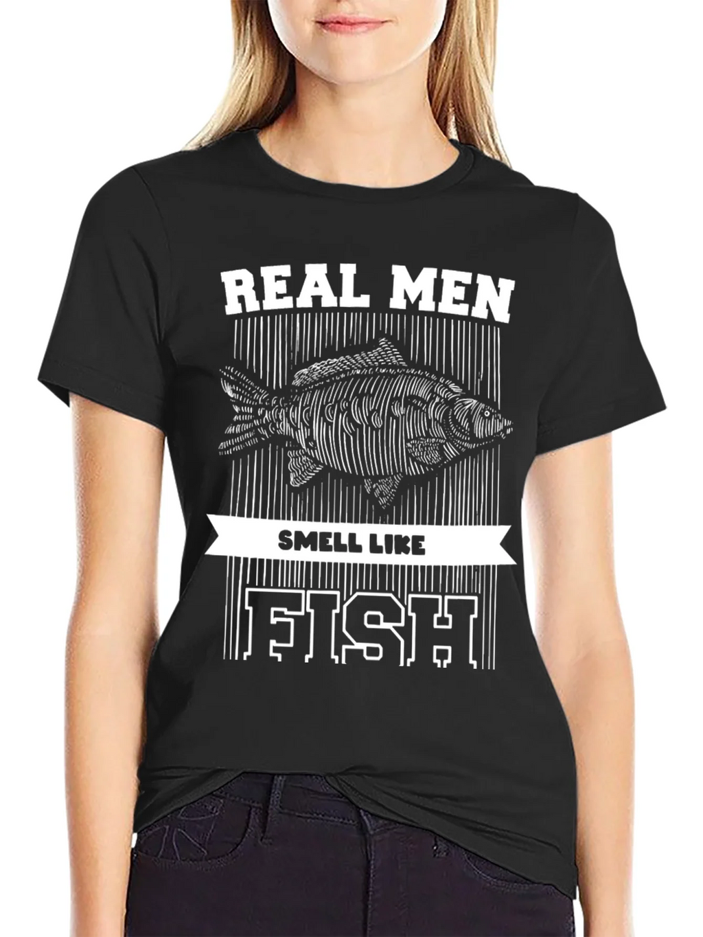 Real Men Smell Like Fish Graphic Tee product image 2