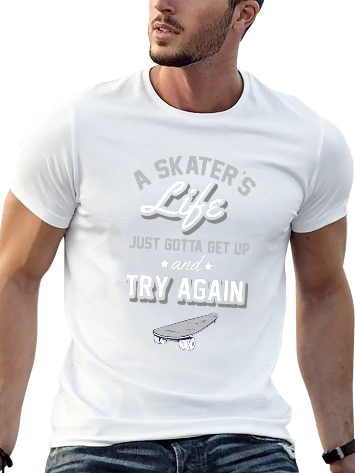 A Skaters Life T-Shirt - Get Up and Try Again Graphic Tee product image 11