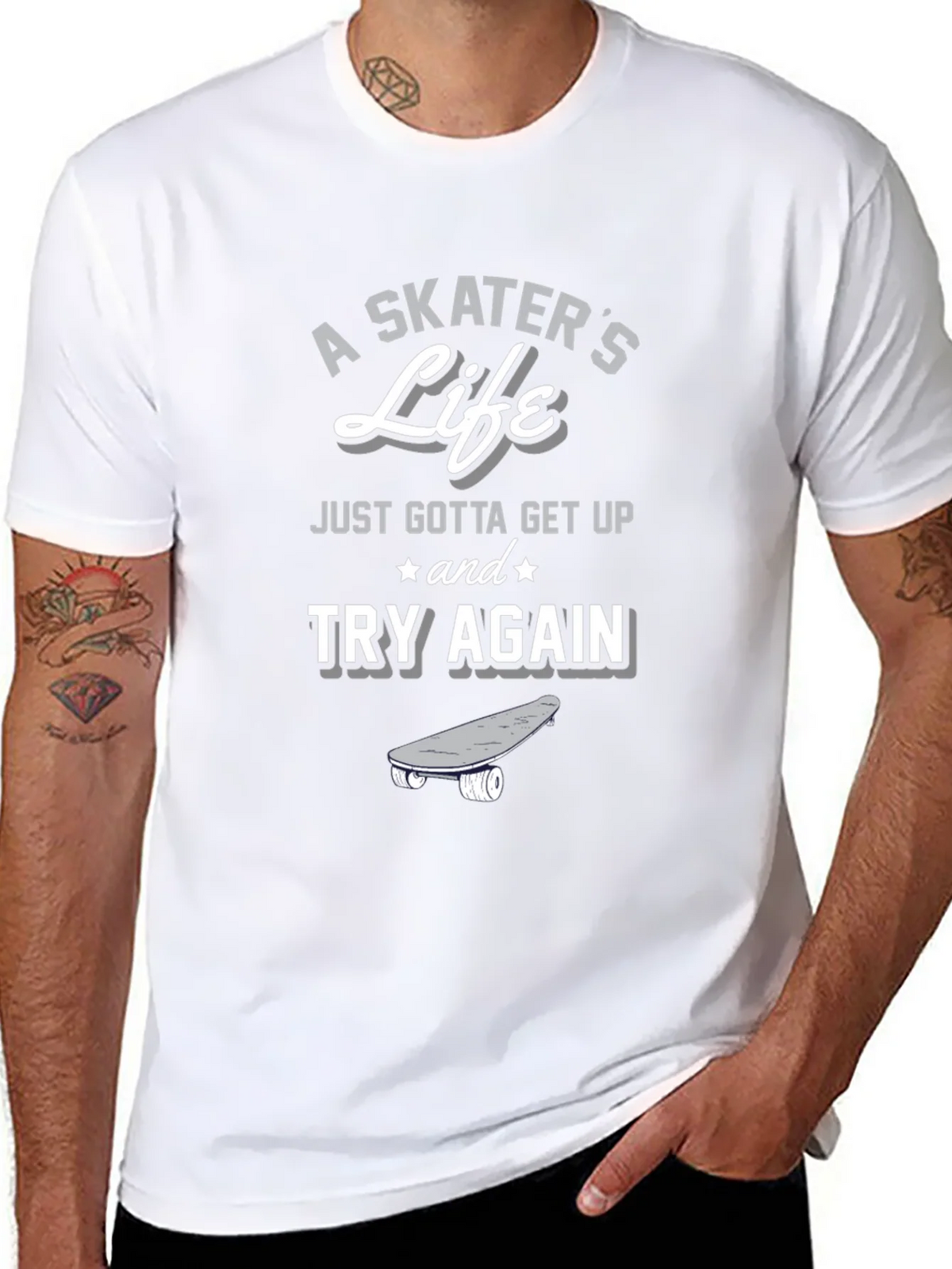 A Skaters Life T-Shirt - Get Up and Try Again Graphic Tee product image 7
