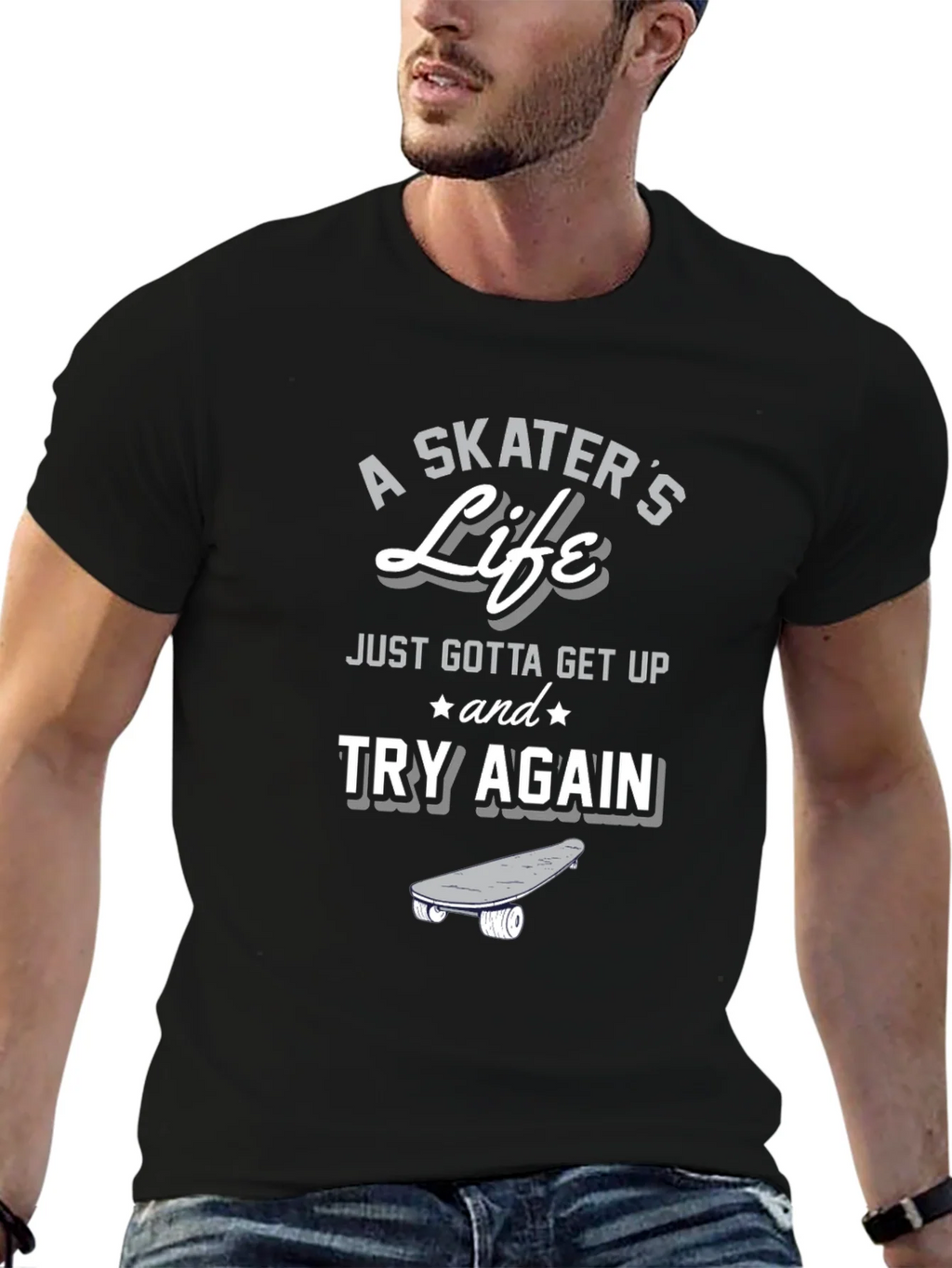 A Skaters Life T-Shirt - Get Up and Try Again Graphic Tee product image 6