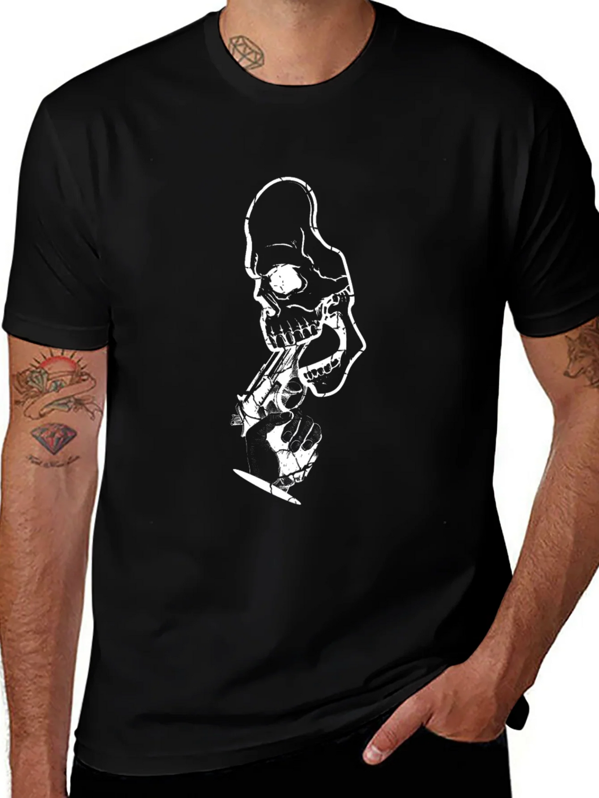 Skull & Roses Graphic Tee - Black Cotton Blend product image 1