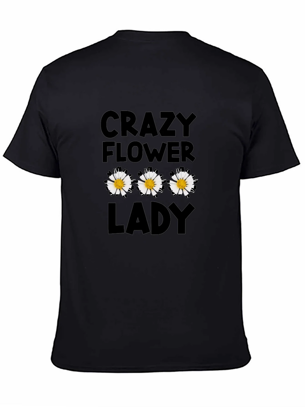 Crazy Flower Lady Black T-Shirt product image 3