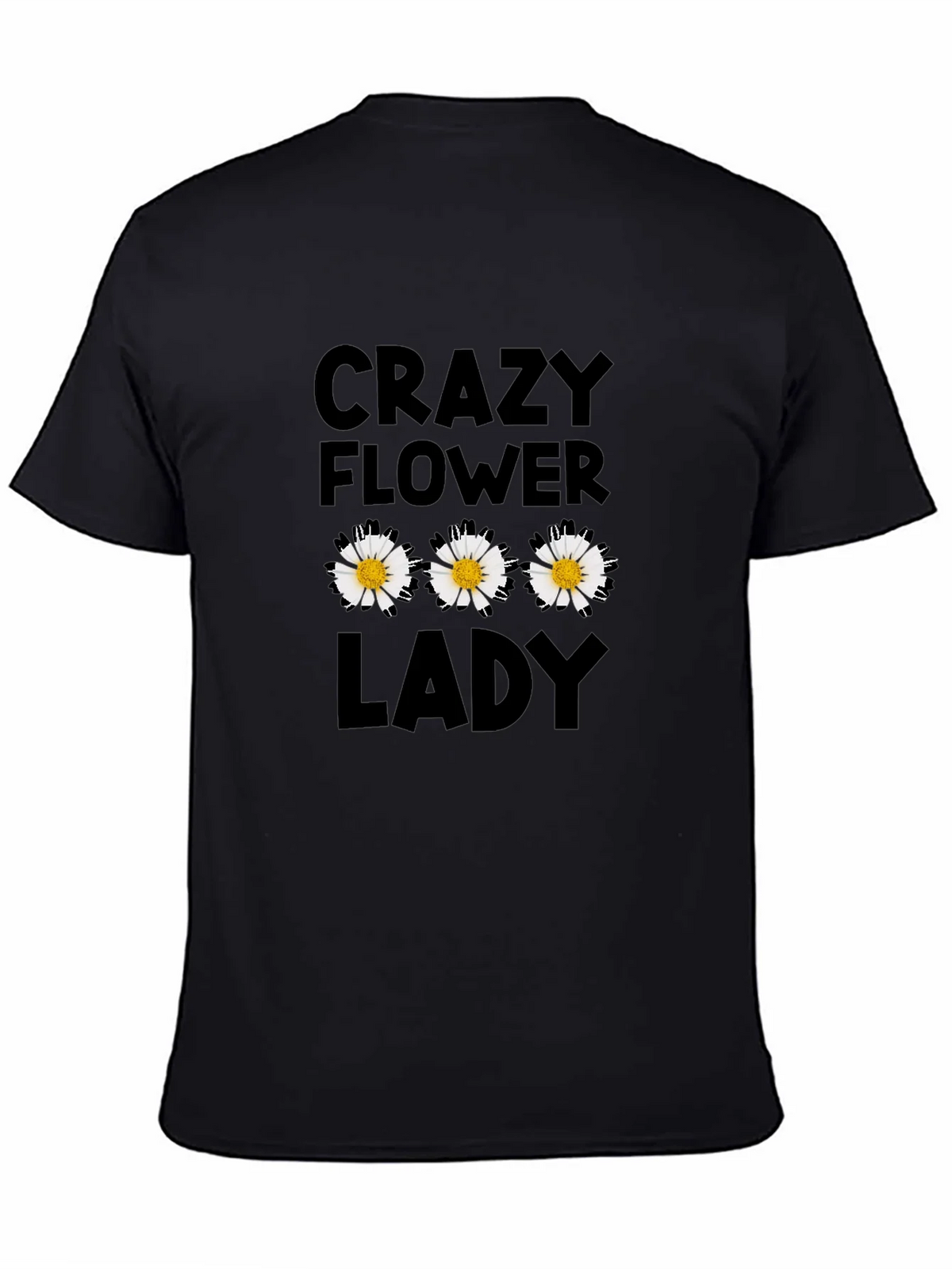 Crazy Flower Lady Black T-Shirt product image 3