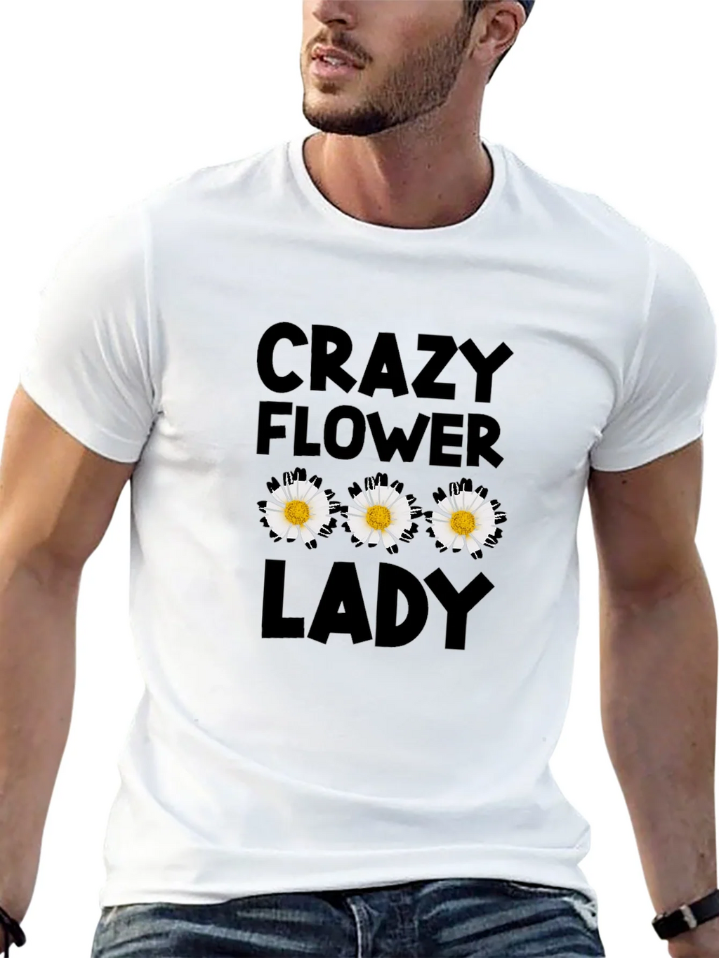Crazy Flower Lady Black T-Shirt product image 11
