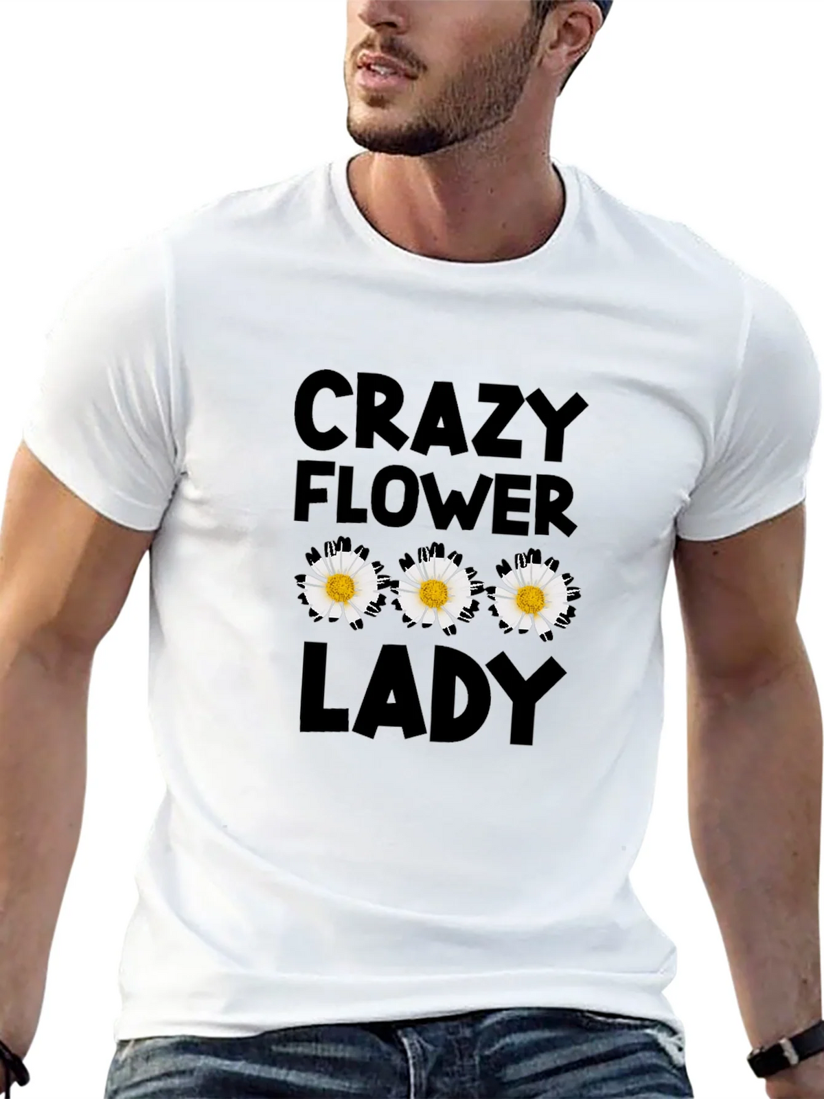 Crazy Flower Lady Black T-Shirt product image 11