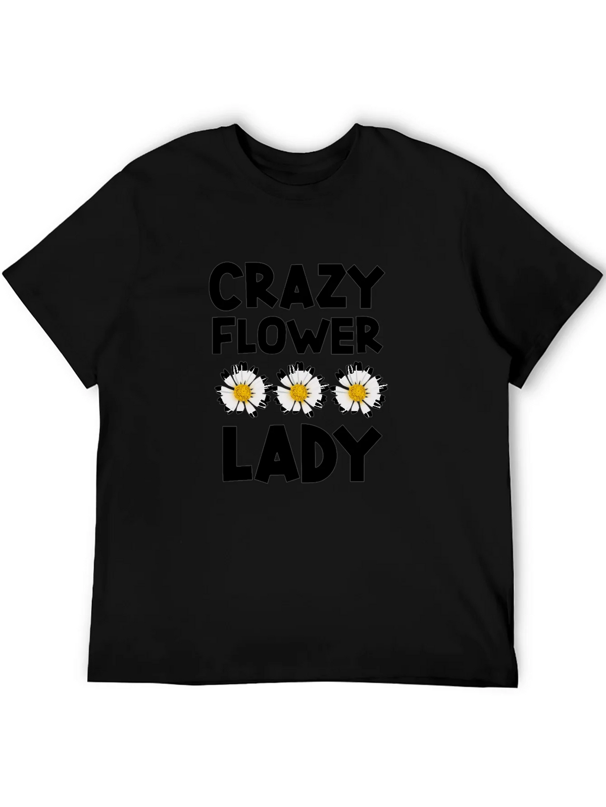 Crazy Flower Lady Black T-Shirt product image 4