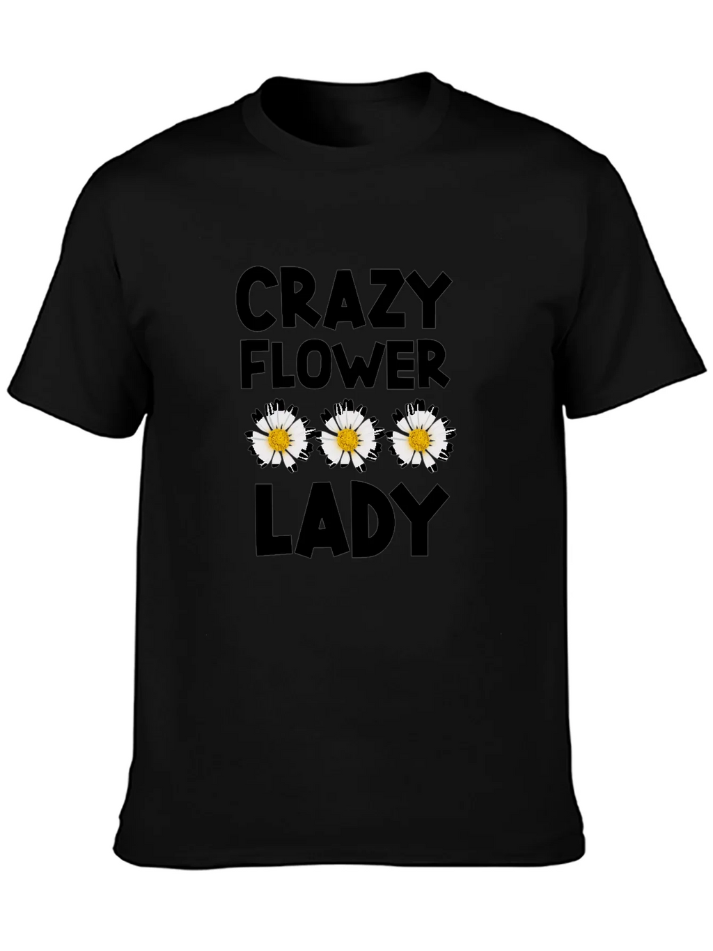 Crazy Flower Lady Black T-Shirt product image 2
