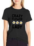 Crazy Flower Lady Black T-Shirt product image 1