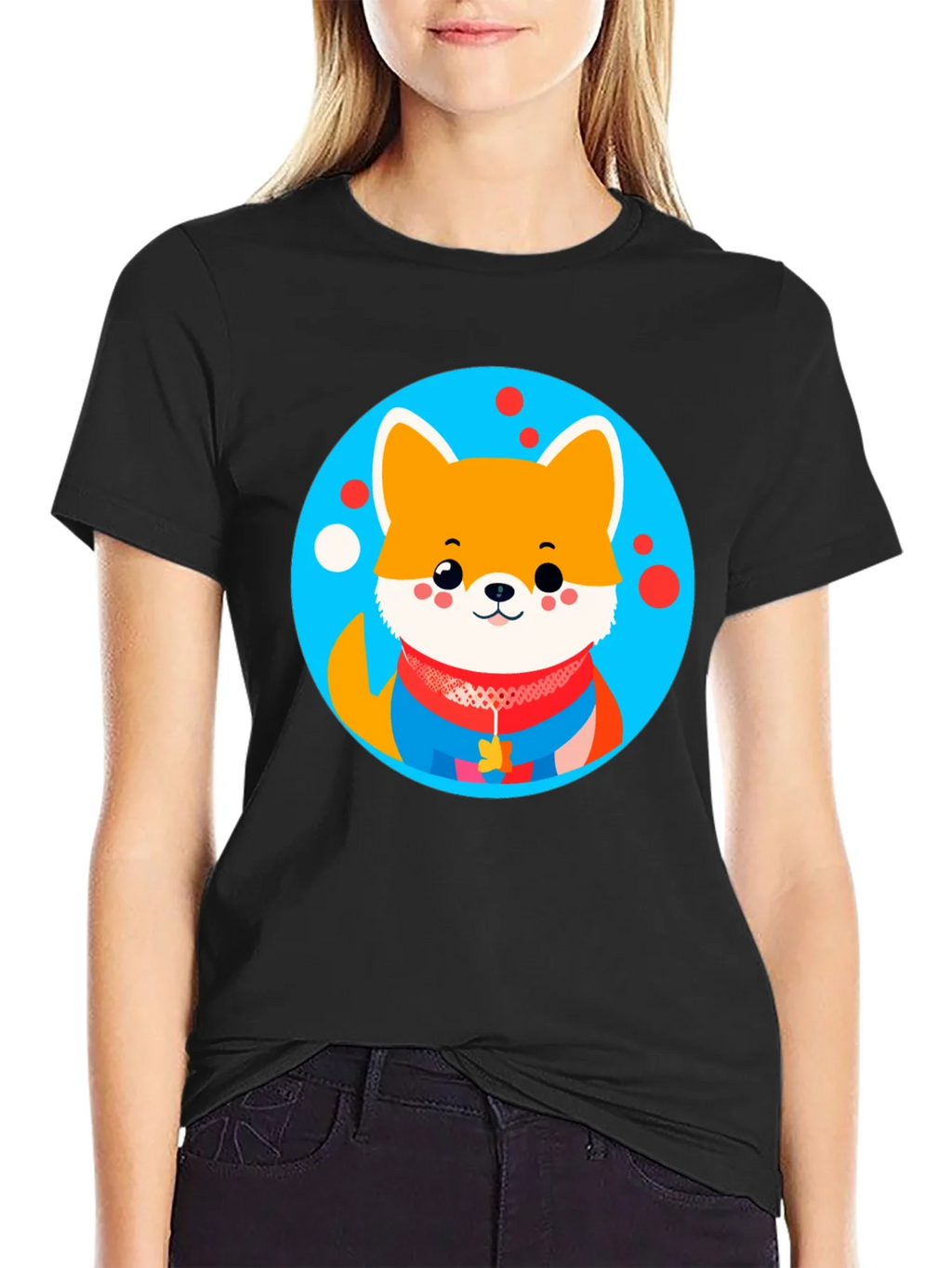 Cute Dog Graphic Tee - Black Crew Neck Unisex T-Shirt product image 2