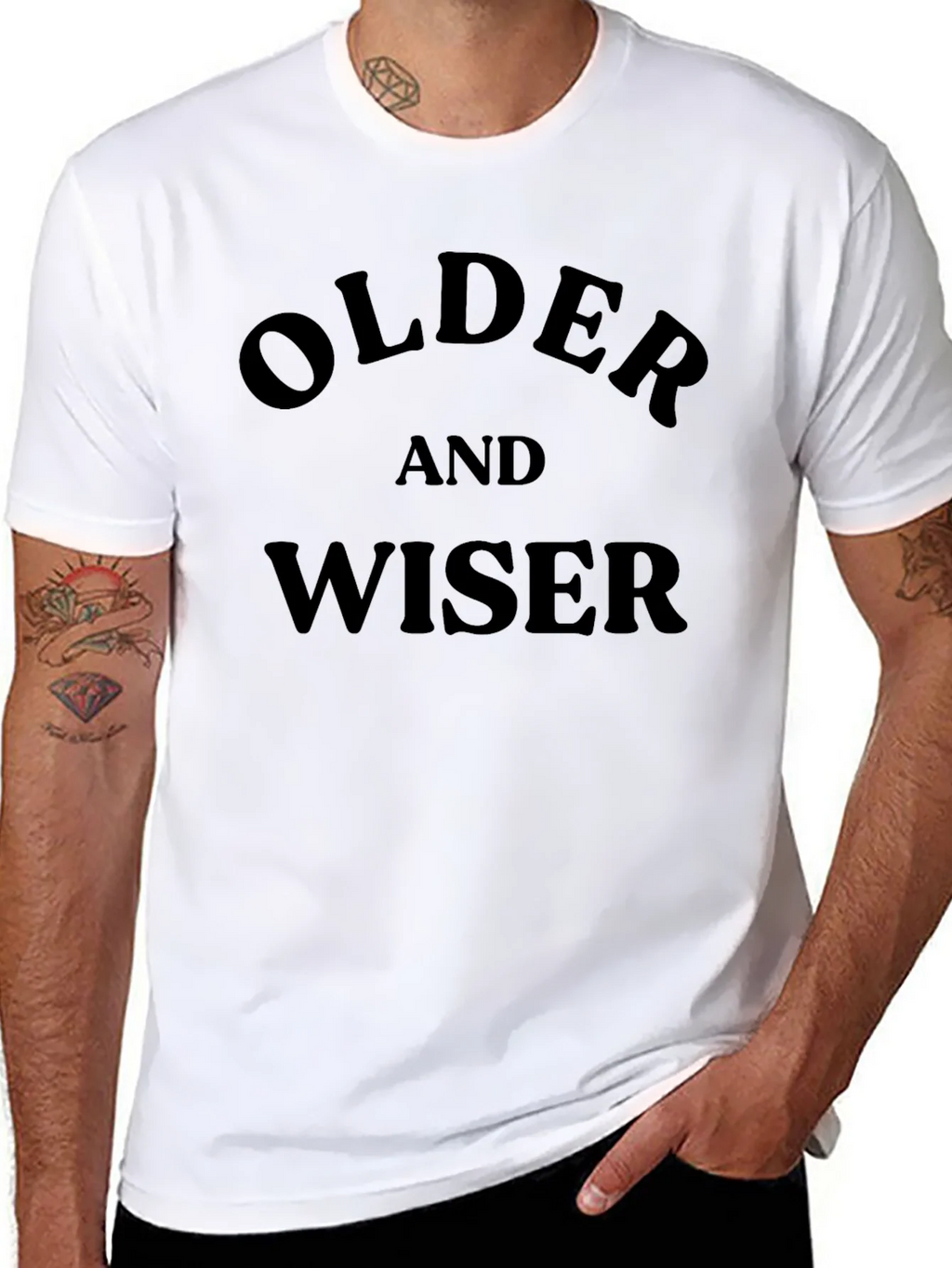 Older and Wiser Graphic Tee - Black Cotton T-Shirt product image 7