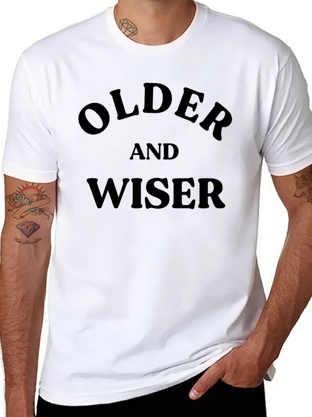 Older and Wiser Graphic Tee - Black Cotton T-Shirt product image 7