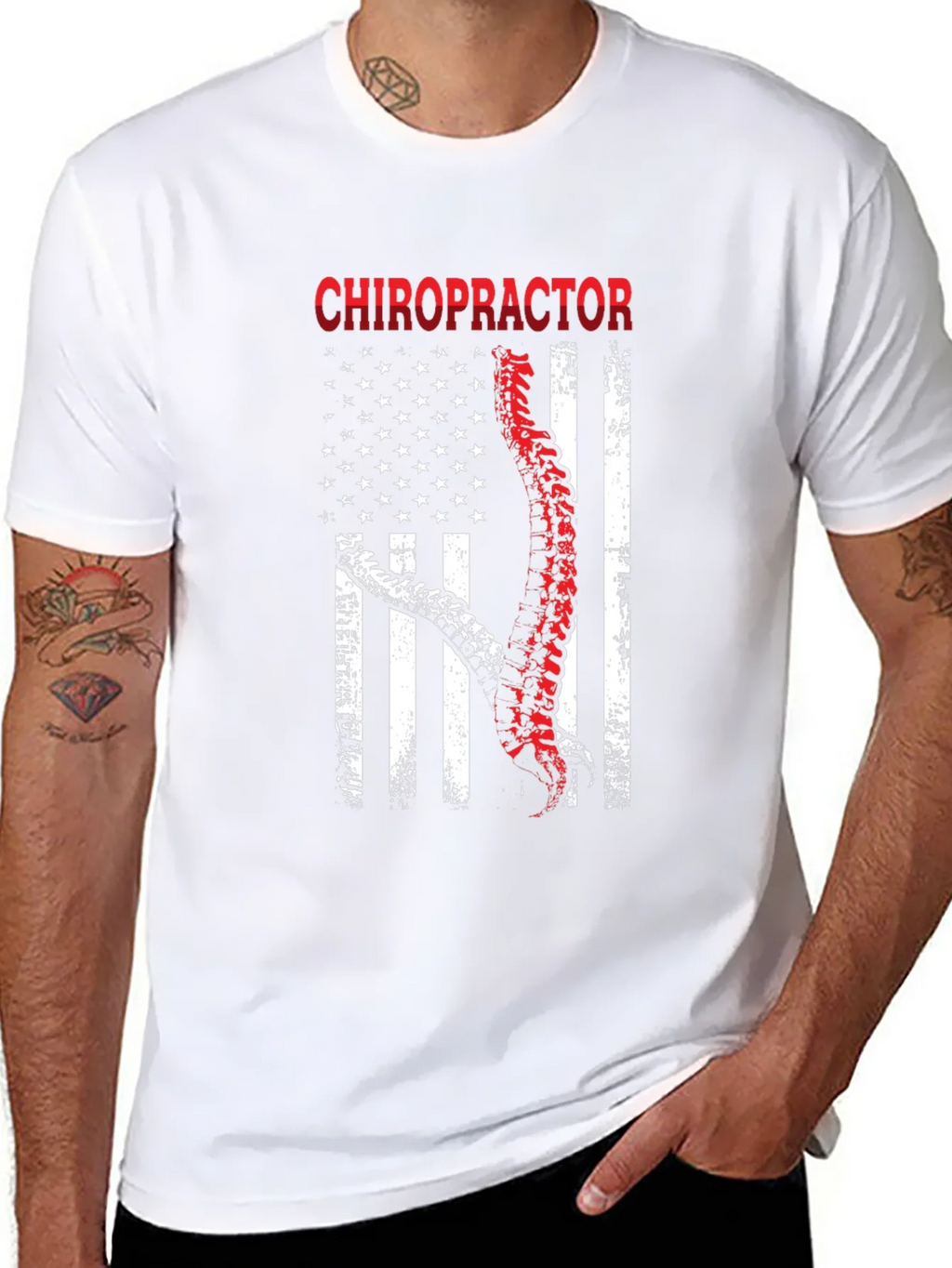 Chiropractor American Flag Graphic T-Shirt product image 7